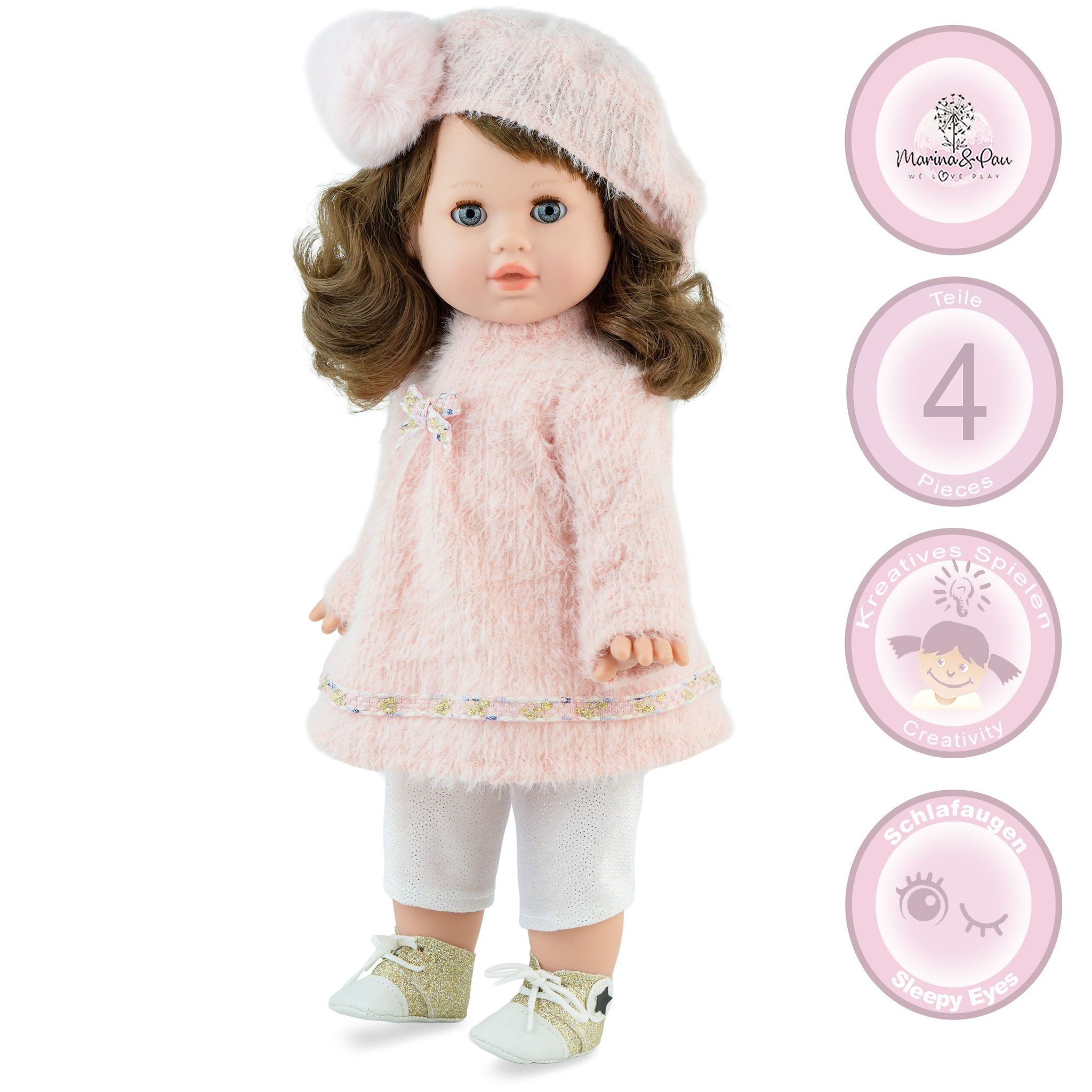 Marina & Pau Anziehpuppe Puppe Stella 42 cm mit Schlafaugen