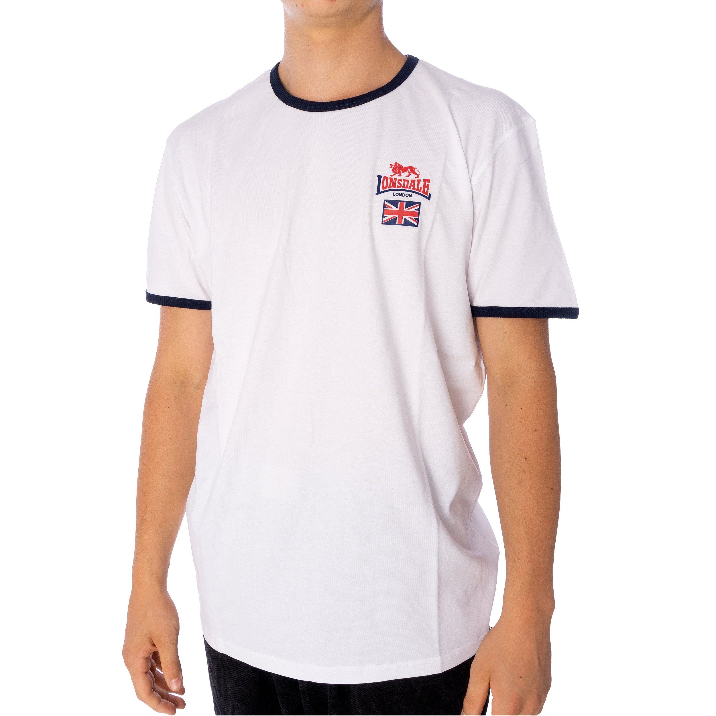 Lonsdale T-Shirt Lonsdale Cashendun T-Shirt Herren Shirt weiß navy rot (1-tlg)