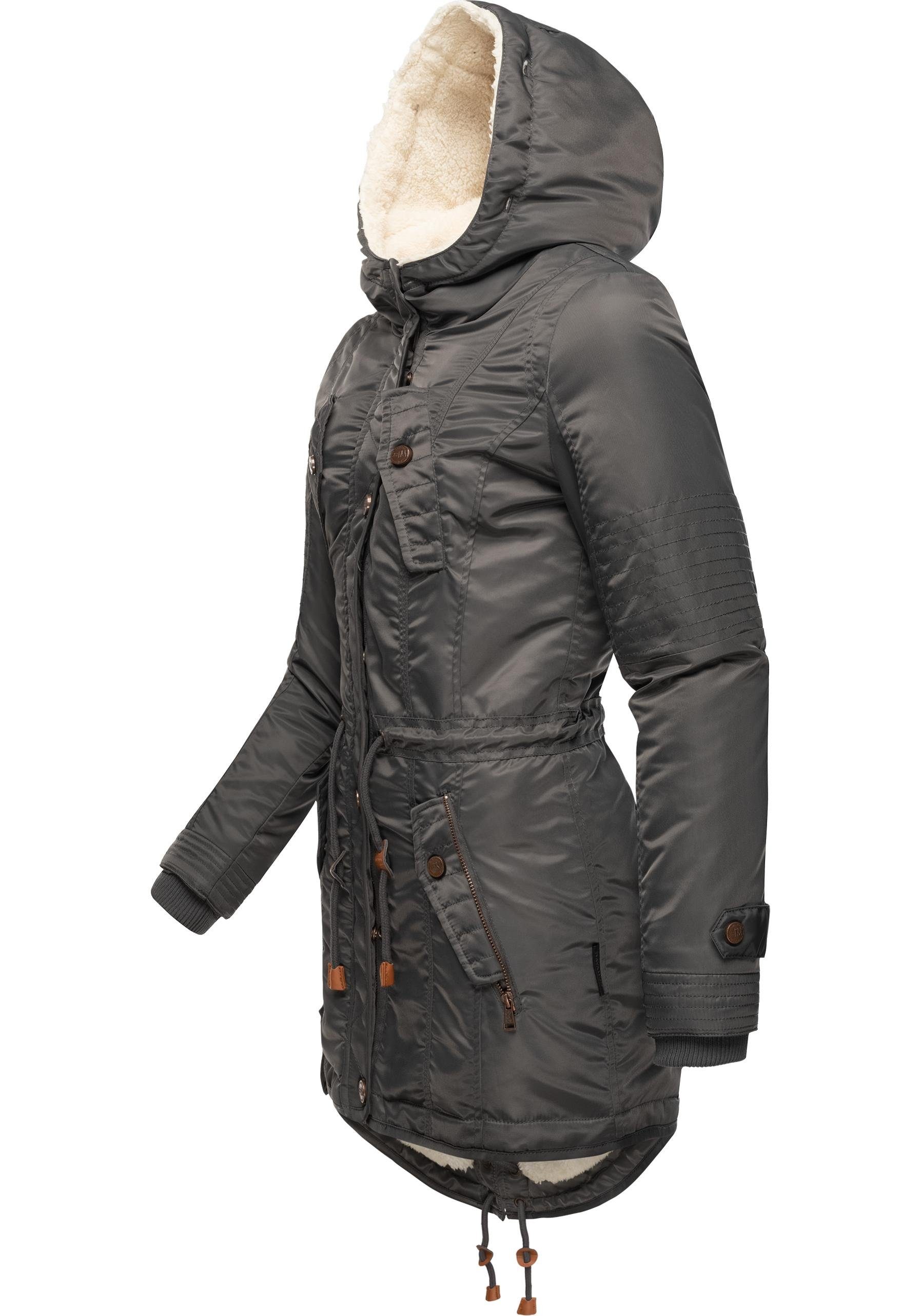 Navahoo Wintermantel La Viva hochwertiger Winterparka mit großem Kunstfell