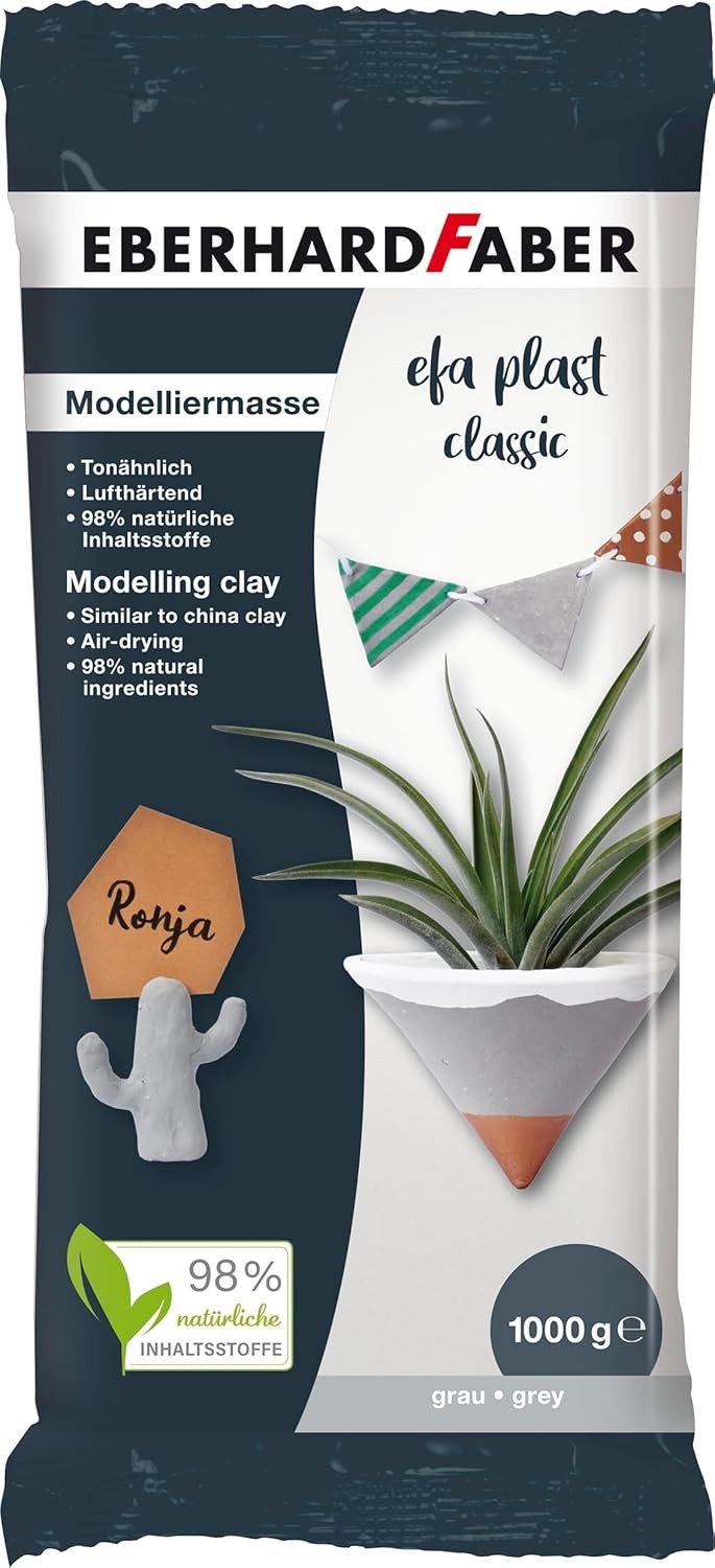 Eberhard Faber Modellierwerkzeug EFA Plast classic Modelliermasse 1000g grau