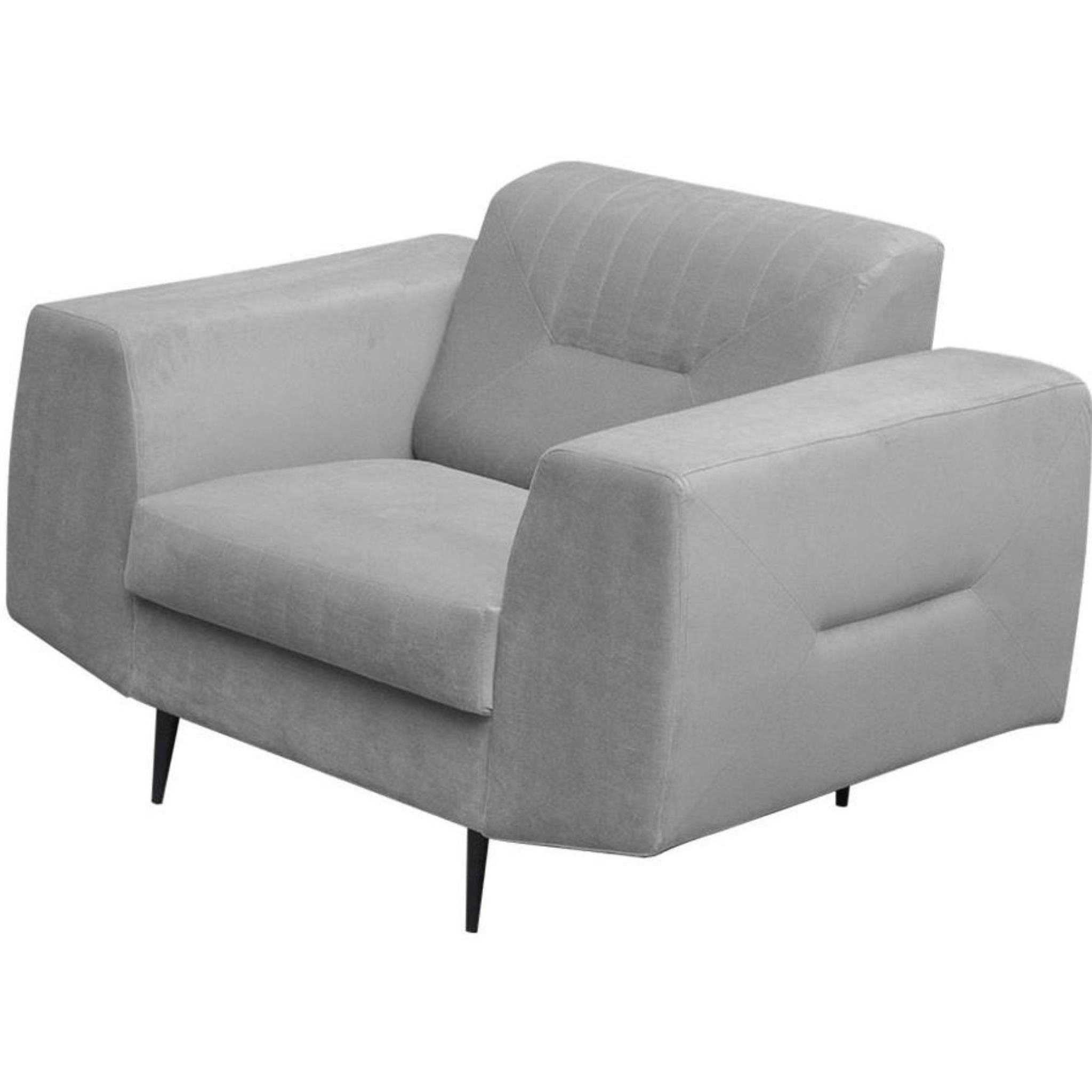 Hellgrau 03) Couchgarnituren Design), modernes + im VENEZIA, + 3-Sitzer mit (Sessel aus Sofa Sofa Beautysofa (bluvel Polstergarnitur Metallbeine, 2-Sitzer Velours