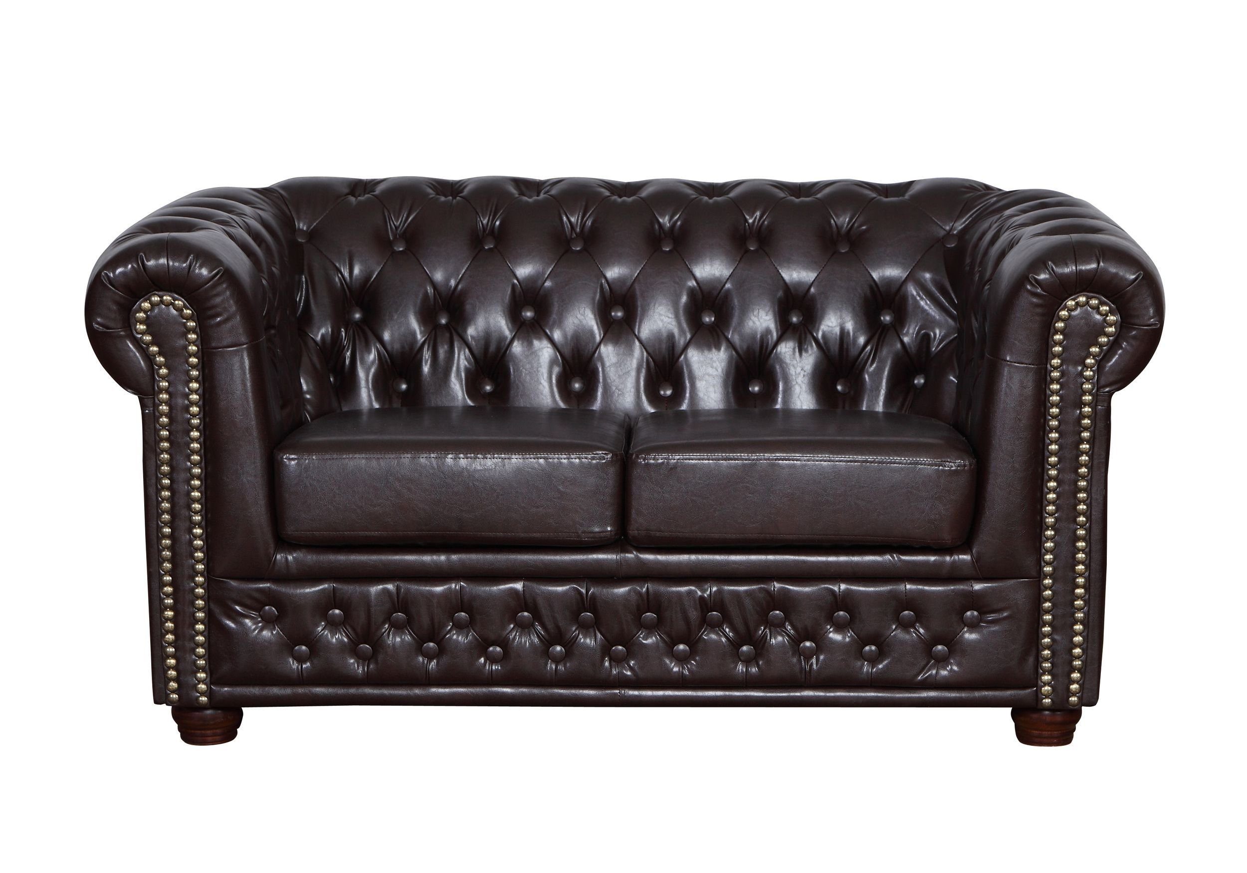 Küchen-Preisbombe Sofa Edles Sofa 2 Sitzer in Kunstleder Vintage braun Couc günstig online kaufen
