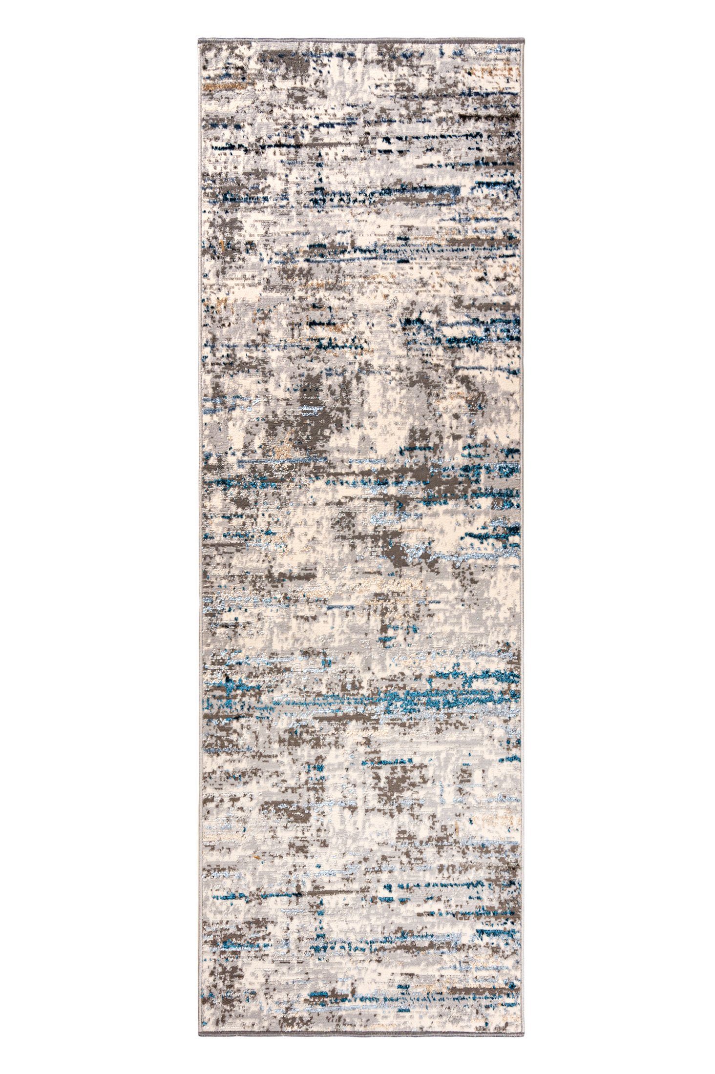Mazovia Läufer Läufer Flurläufer Modern für Vorzimmer - Abstrakt - Beige Grau Blau, 60 x 100 cm, Kurzflor, Meterware, Höhe 8 mm