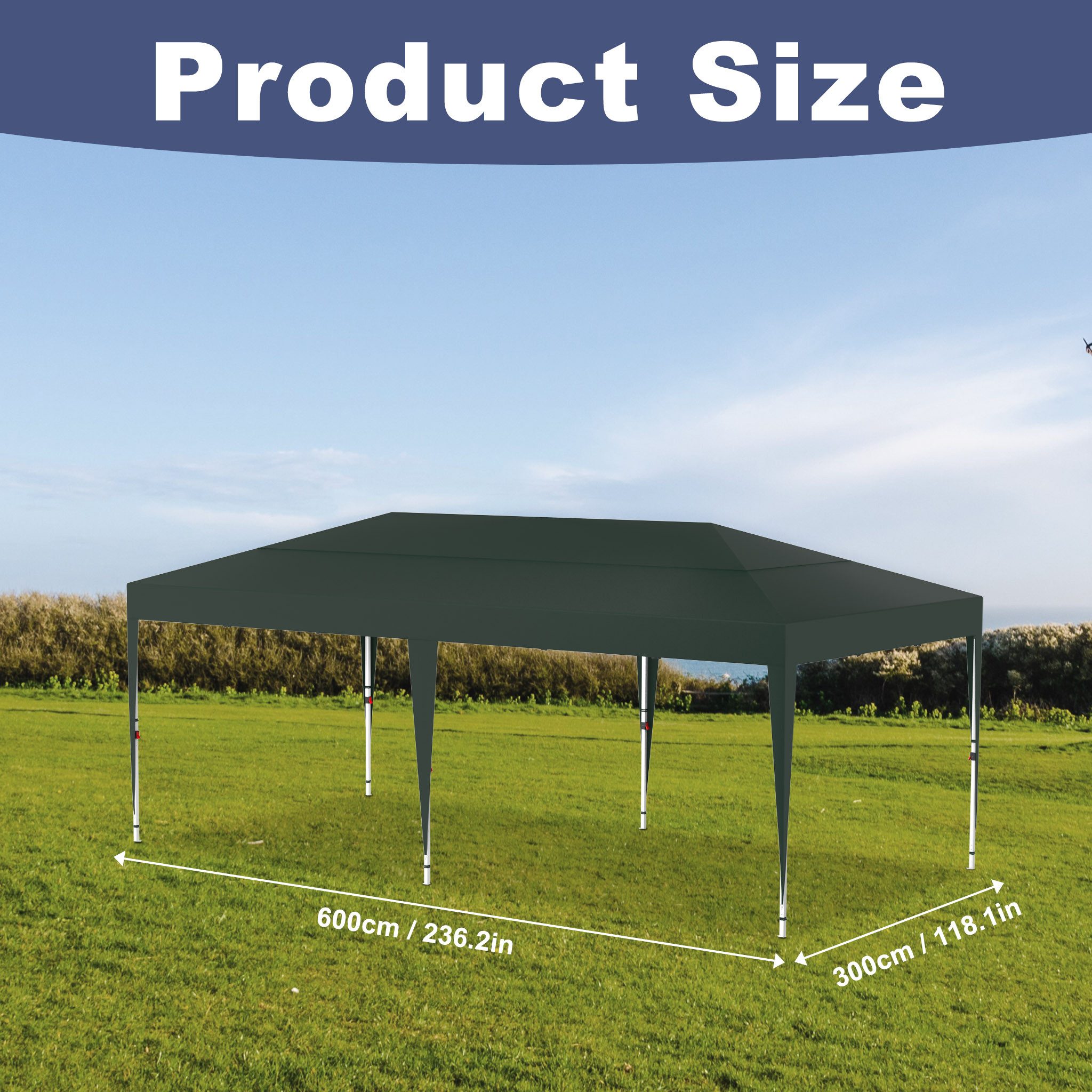 FIVMEN Partyzelt 3x6m Seitenteile für Gartenlauben,Pavillonbehangwände für Faltpavillon