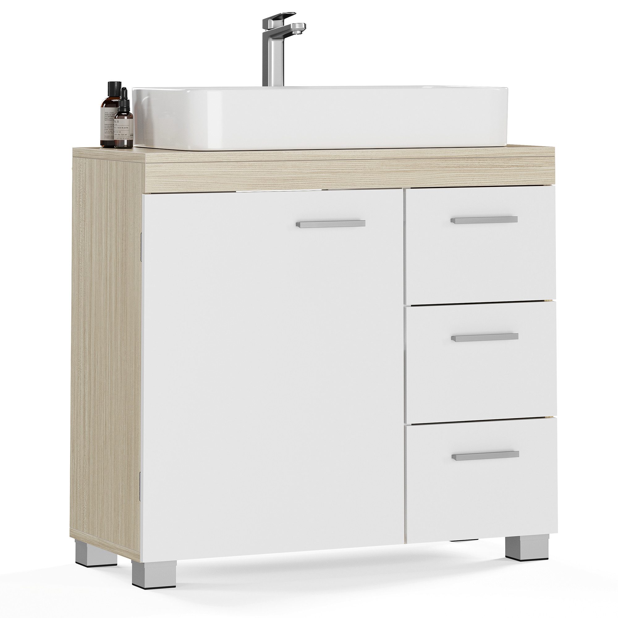 VASAGLE Waschbeckenunterschrank Badezimmerschrank Badschrank mit 3 günstig online kaufen