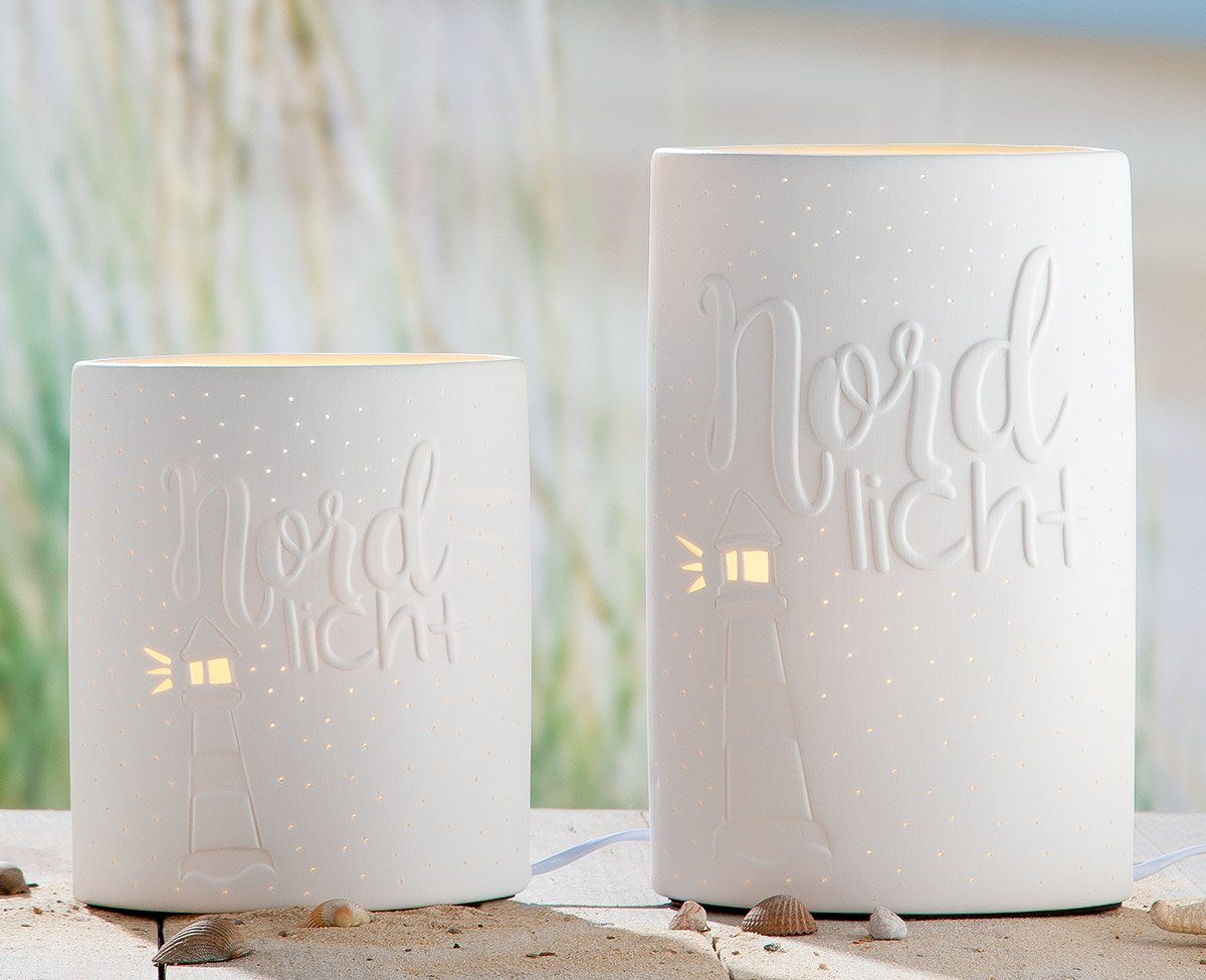 GILDE Tischleuchte GILDE Lampe Nordlicht - weiß - H. 20,5cm x B. 17cm günstig online kaufen