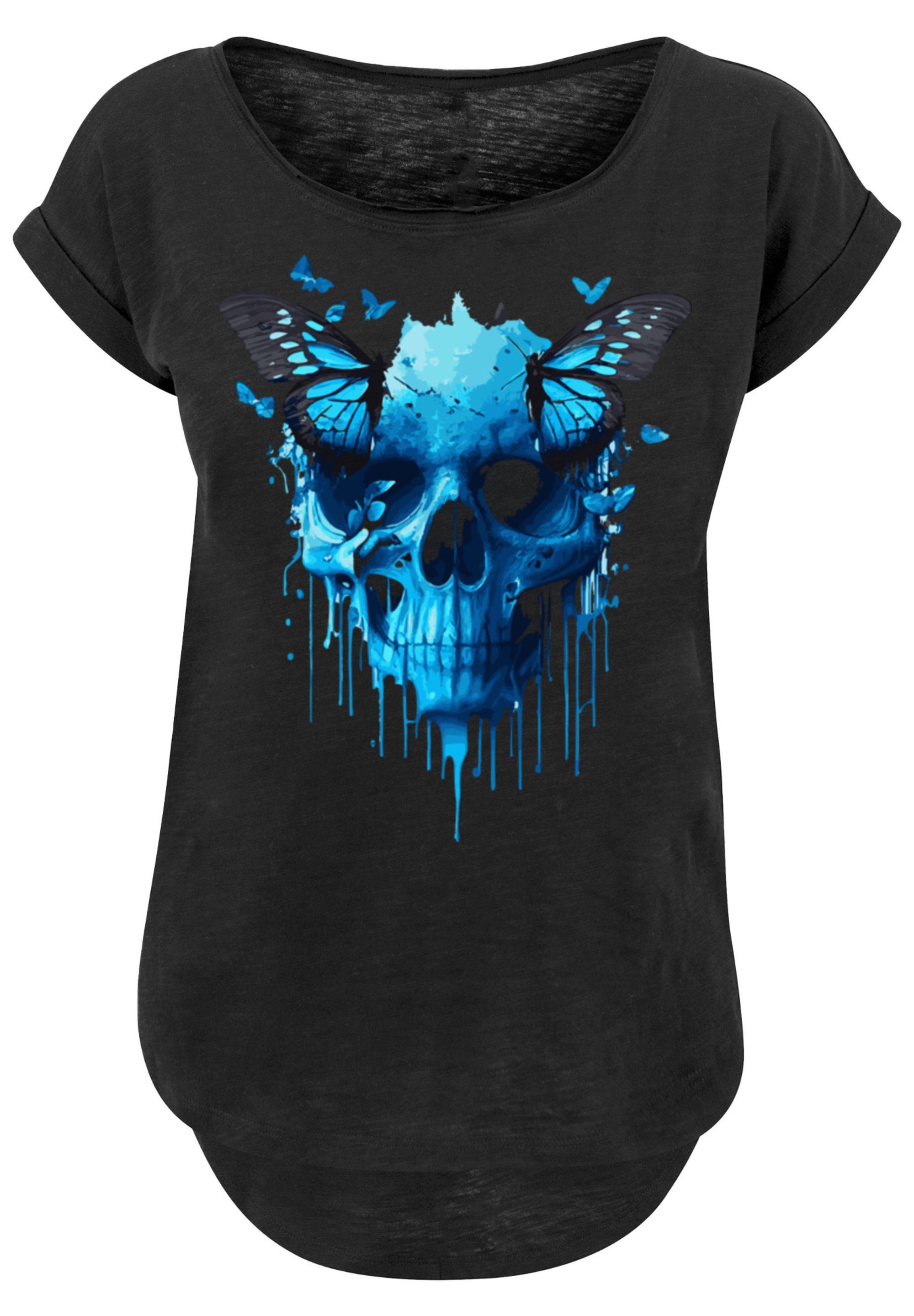 F4NT4STIC T-Shirt Totenkopf mit Schmetterling Print, Sehr weicher  Baumwollstoff mit hohem Tragekomfort