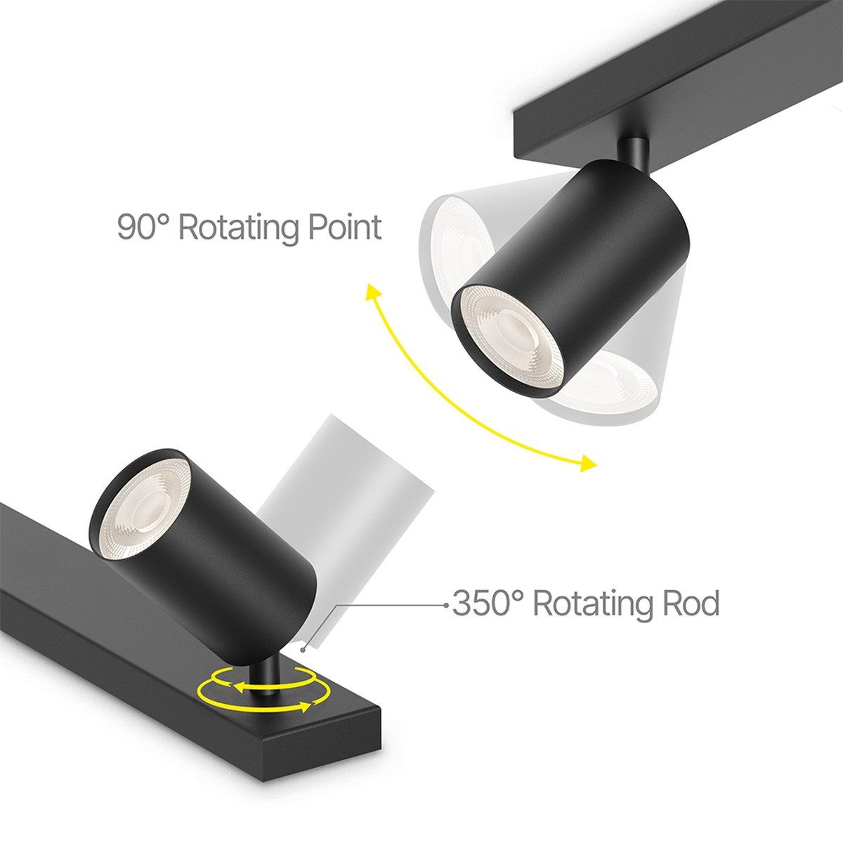 Braytron LED Deckenleuchte Spotleuchte Rund oder Eckig 1-4 Flammig GU10 Fassung Weiß Schwarz Gold, ohne Leuchtmittel, Deckenlampe GU10, Schwenkbare Spots, 1-4 Flammig