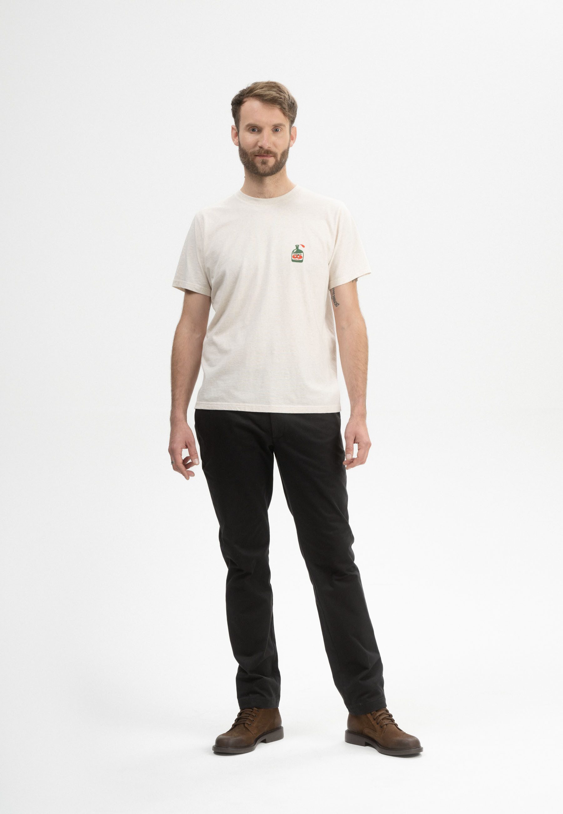 MELA Kurzarmshirt T-Shirt Style Artist Edition Josha Fein gerippter Kragen