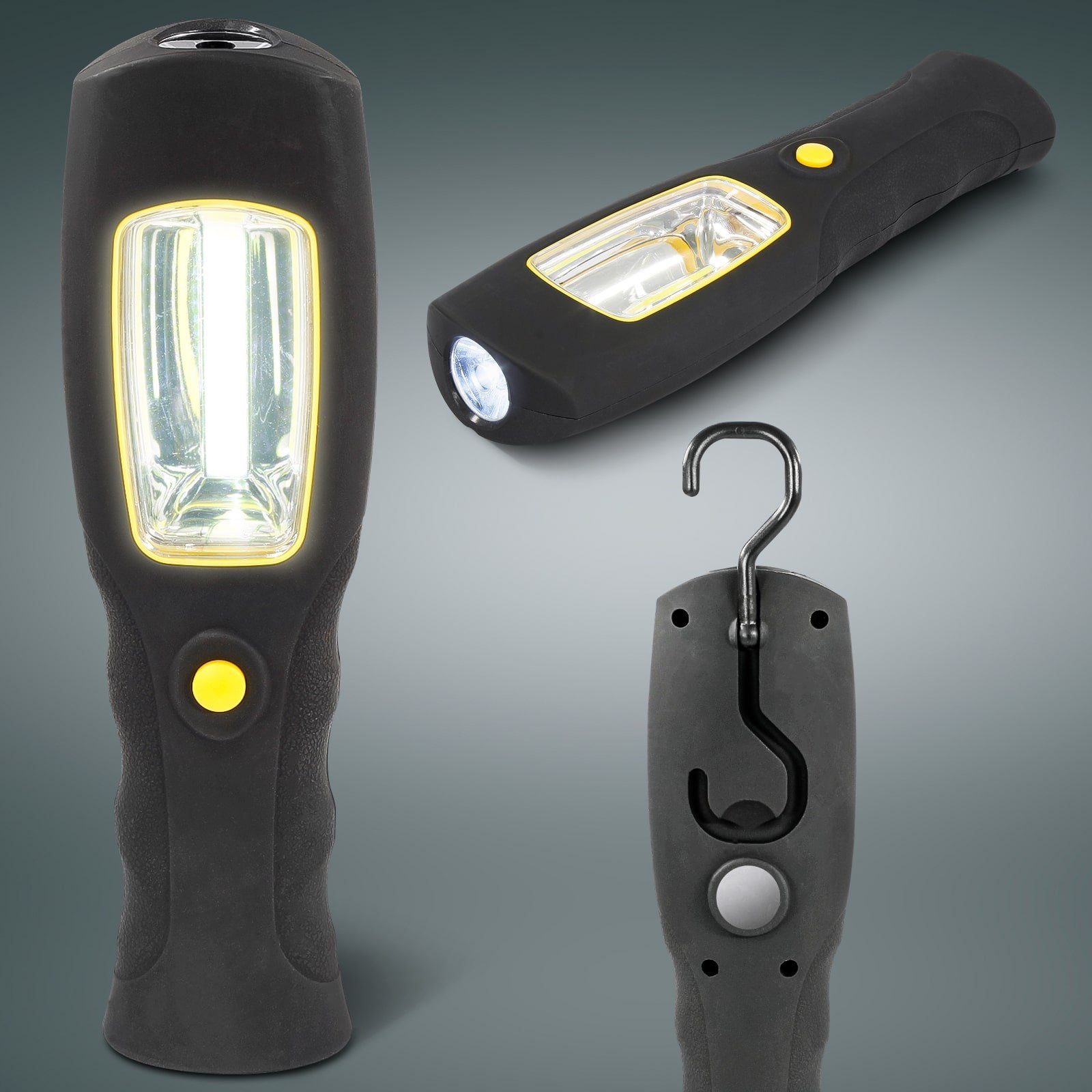 Arbeitslampe - Lampen, Arbeitsleuchte Wanderleuchte 360° 2 und HÖFFTECH LED fest integriert, Magnethalterung LED Haken, Tageslichtweiß, Taschenlampe/Inspektionsleuchte,