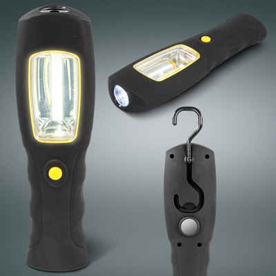 HÖFFTECH LED Arbeitsleuchte Wanderleuchte und Arbeitslampe - 2 Lampen, LED fest integriert, Tageslichtweiß, Taschenlampe/Inspektionsleuchte, 360° Haken, Magnethalterung