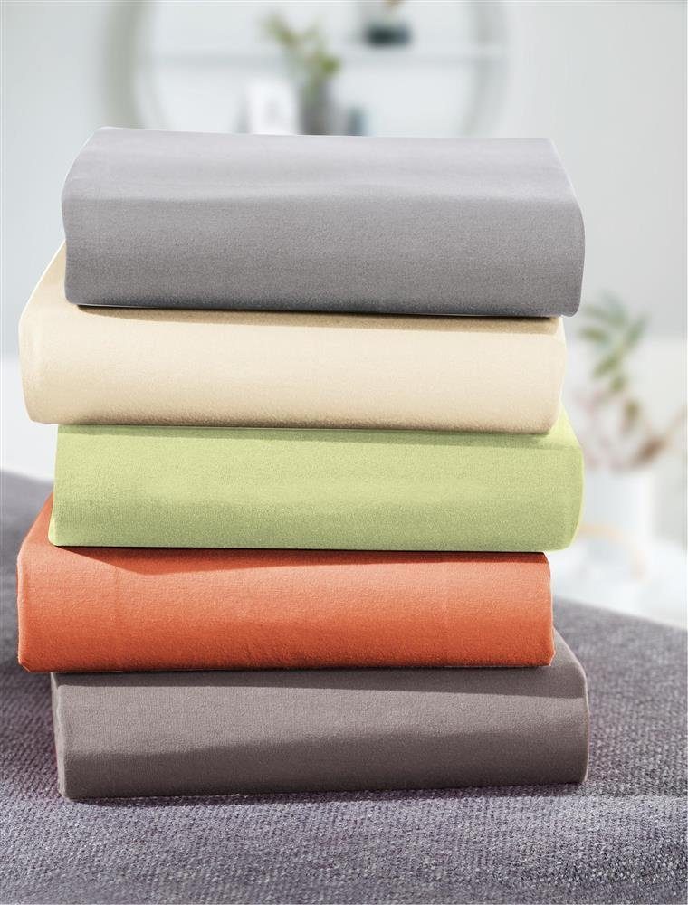 Irisette Spannbettlaken Mako-Jersey Spannbetttuch Jupiter 0008 100 x 200 cm orange, Baumwolle, Gummizug: Rundum, (1 Stück), Spannbettlaken Spannbettuch Bettlaken Spanner