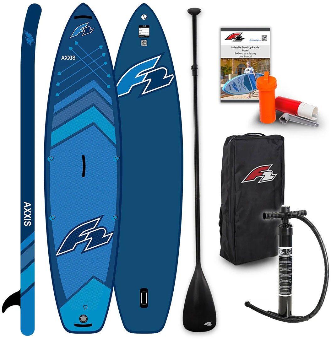 F2 SUP-Board F2 Axxis Combo 12.2 SUP Set Navy Blue iSUP Board Paddel Pumpe Rucksack