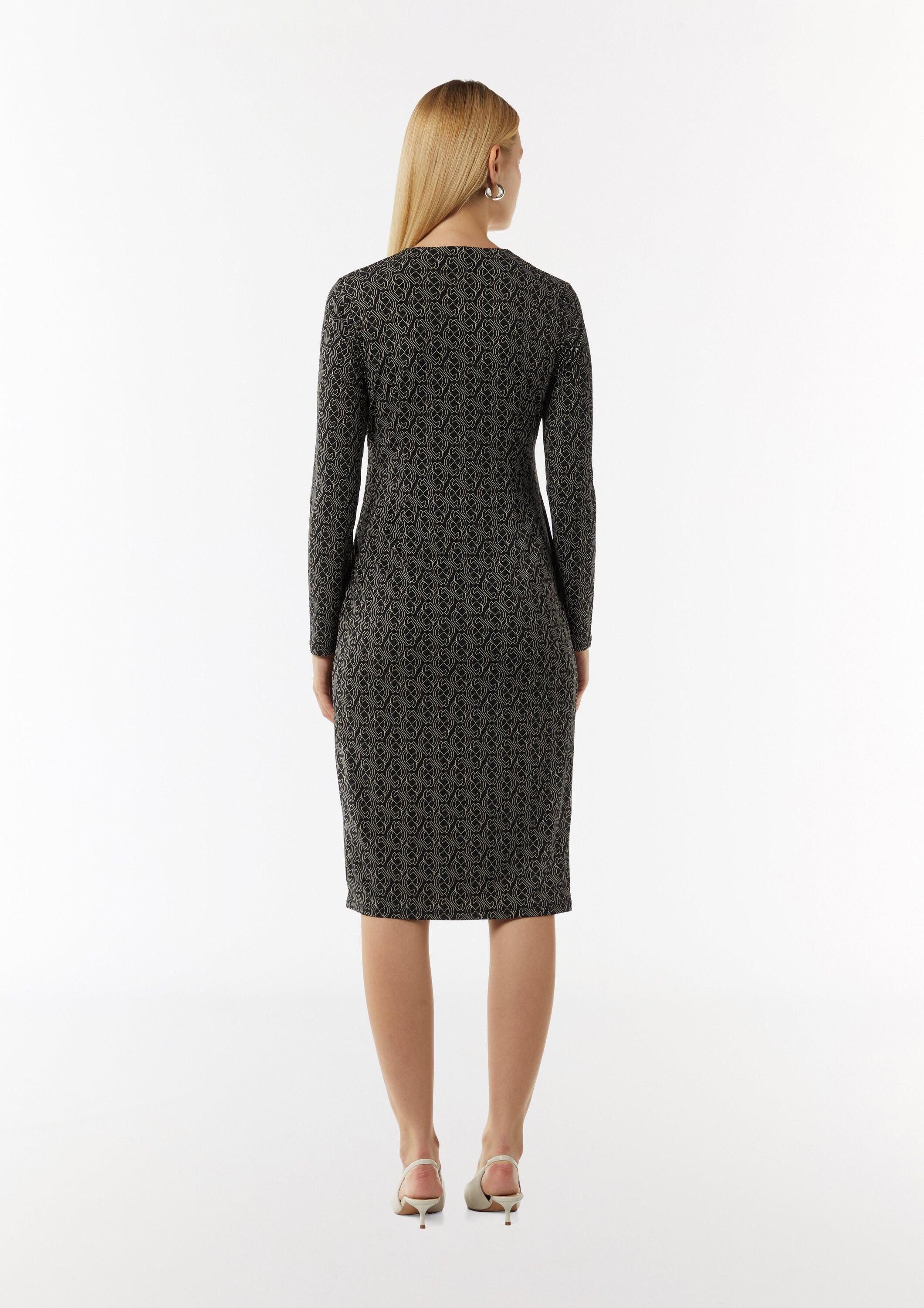 comma Minikleid Kleid Gemustertes Midi-Kleid in Wickeloptik