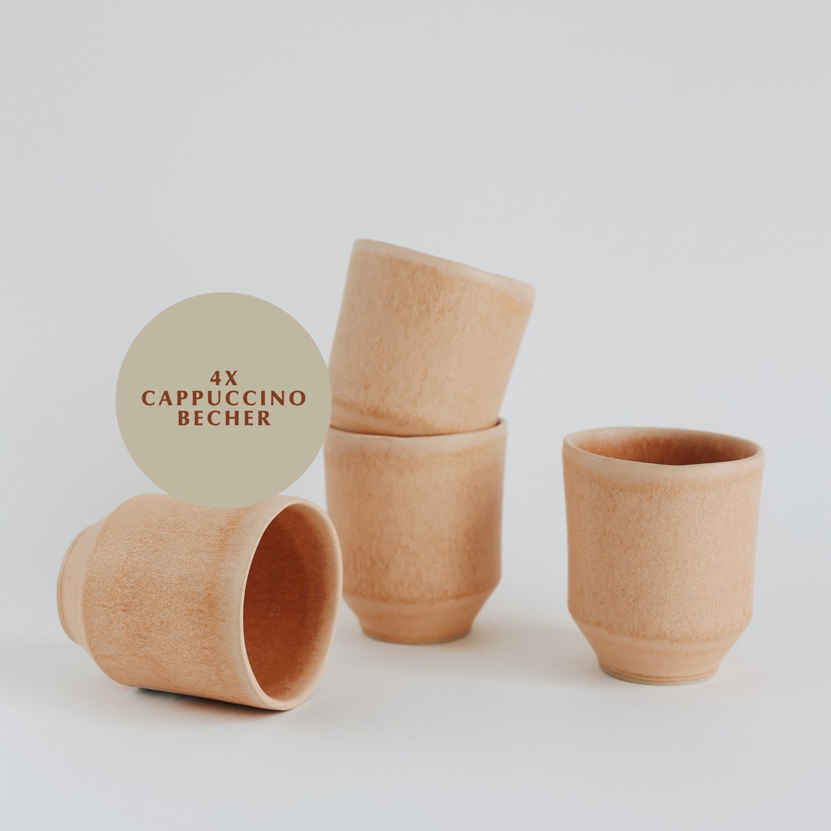 Keramik Cappuccino SunnyPeach NAKOA Cappuccino Set, Becher, Cappuccinotasse NAKOA 250ml 4er Tassen