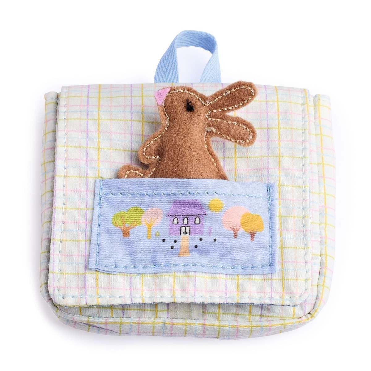 DJECO Puppen Rucksack Pomea Puppen-Schultasche mit Kuschelhase, Mini-Rucksack