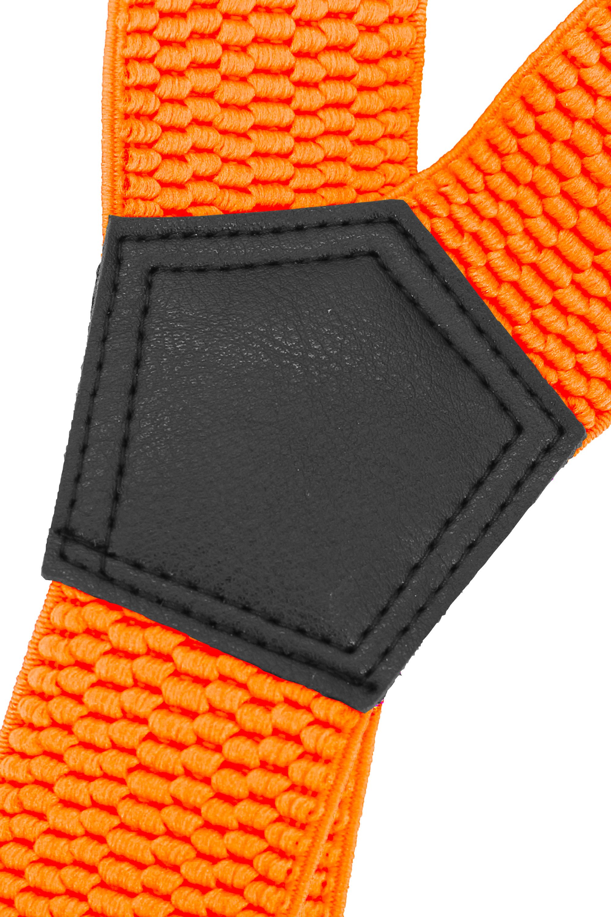 Fabio Farini Hosenträger 4cm Breites X-Design verstellbar mit extra starken Clipverschluss, Neonorangr