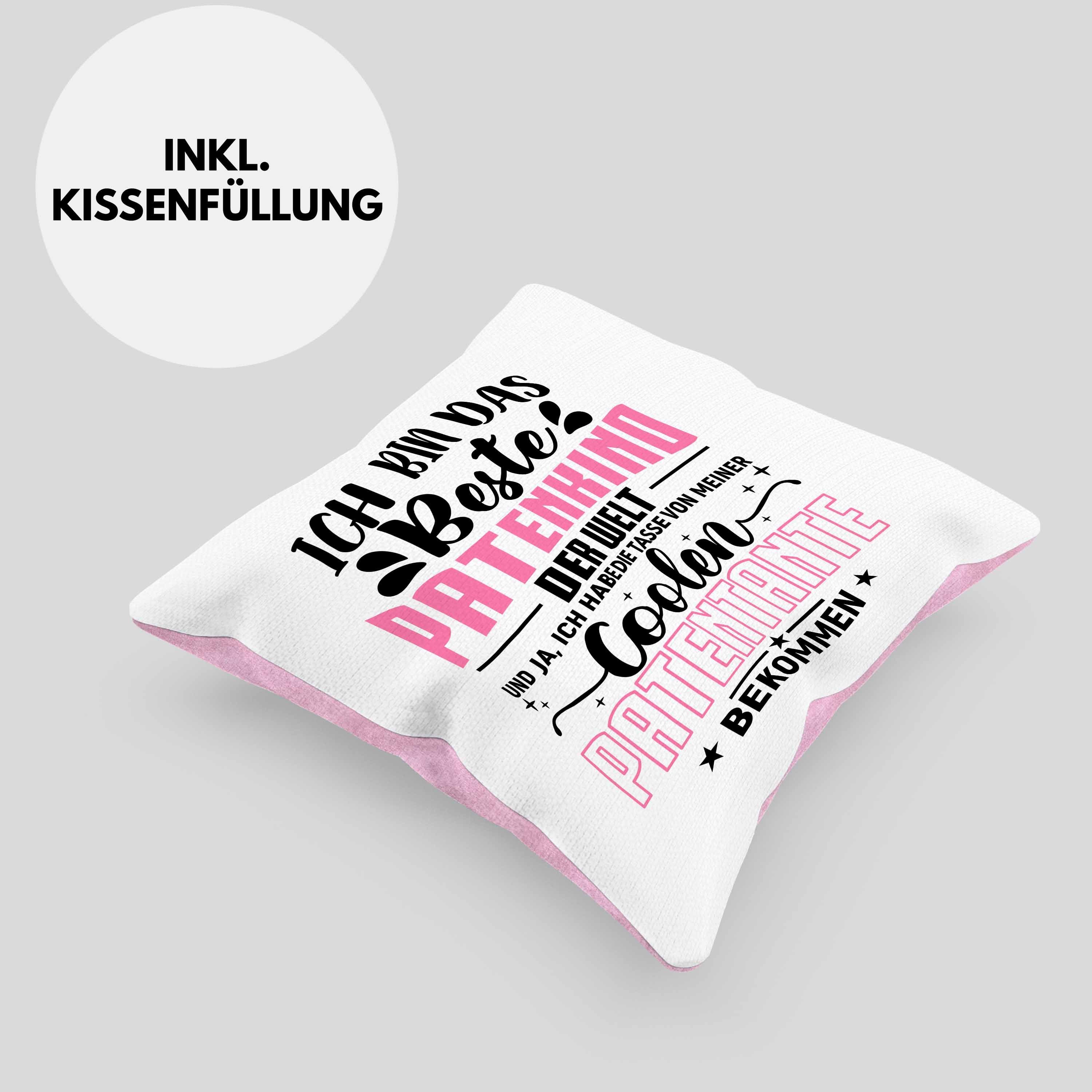 40x40 Patenkind Lustiger Spruch Trendation Kissen - Bestes Dekokissen Rosa Geschenk für Patenkind Dekokissen mit Trendation Füllung