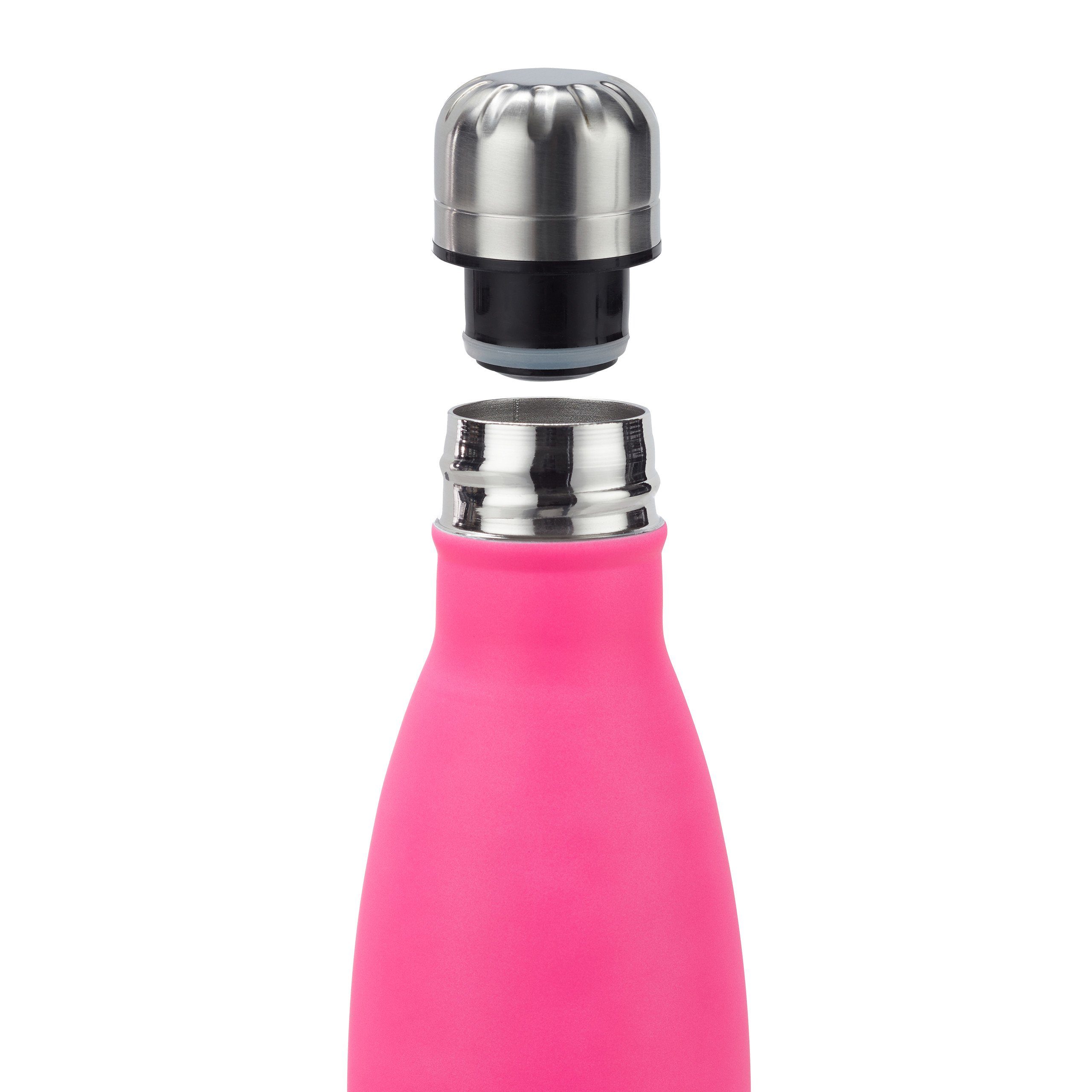 relaxdays Trinkflasche Isolierflasche x pink 3 Edelstahl