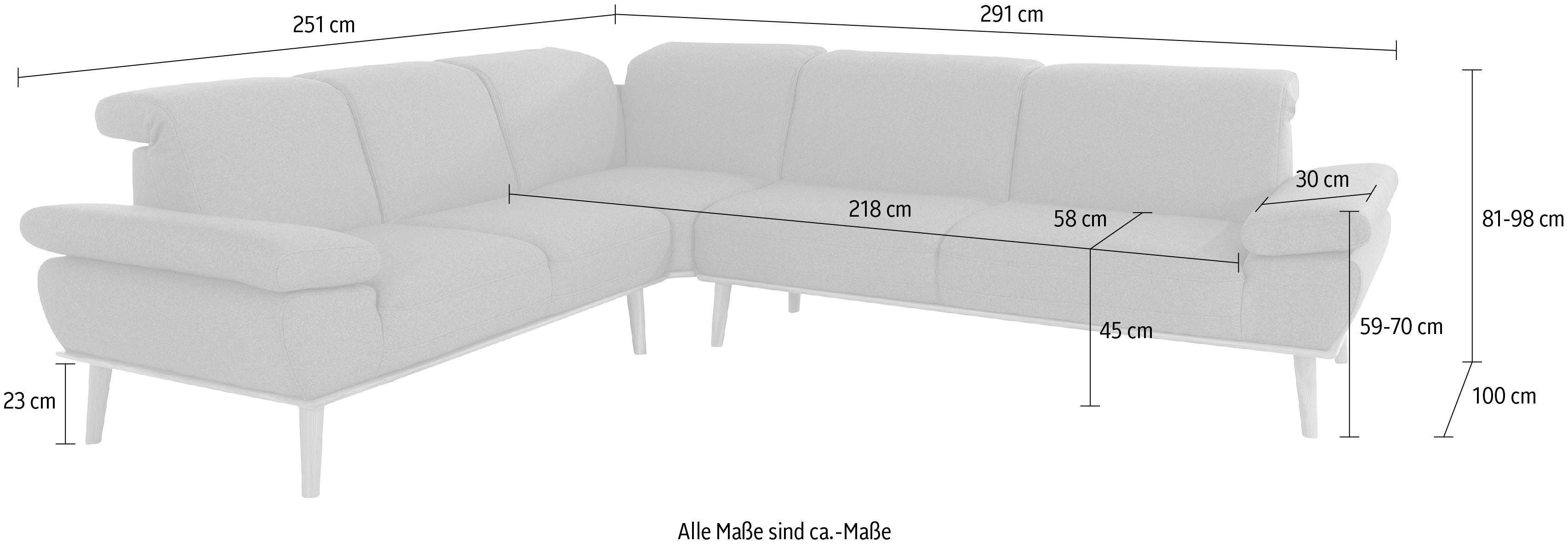 wahlweise Lillehem, und Kopf- andas Rückenverstellung mit Ecksofa incl. Armteilverstellung,