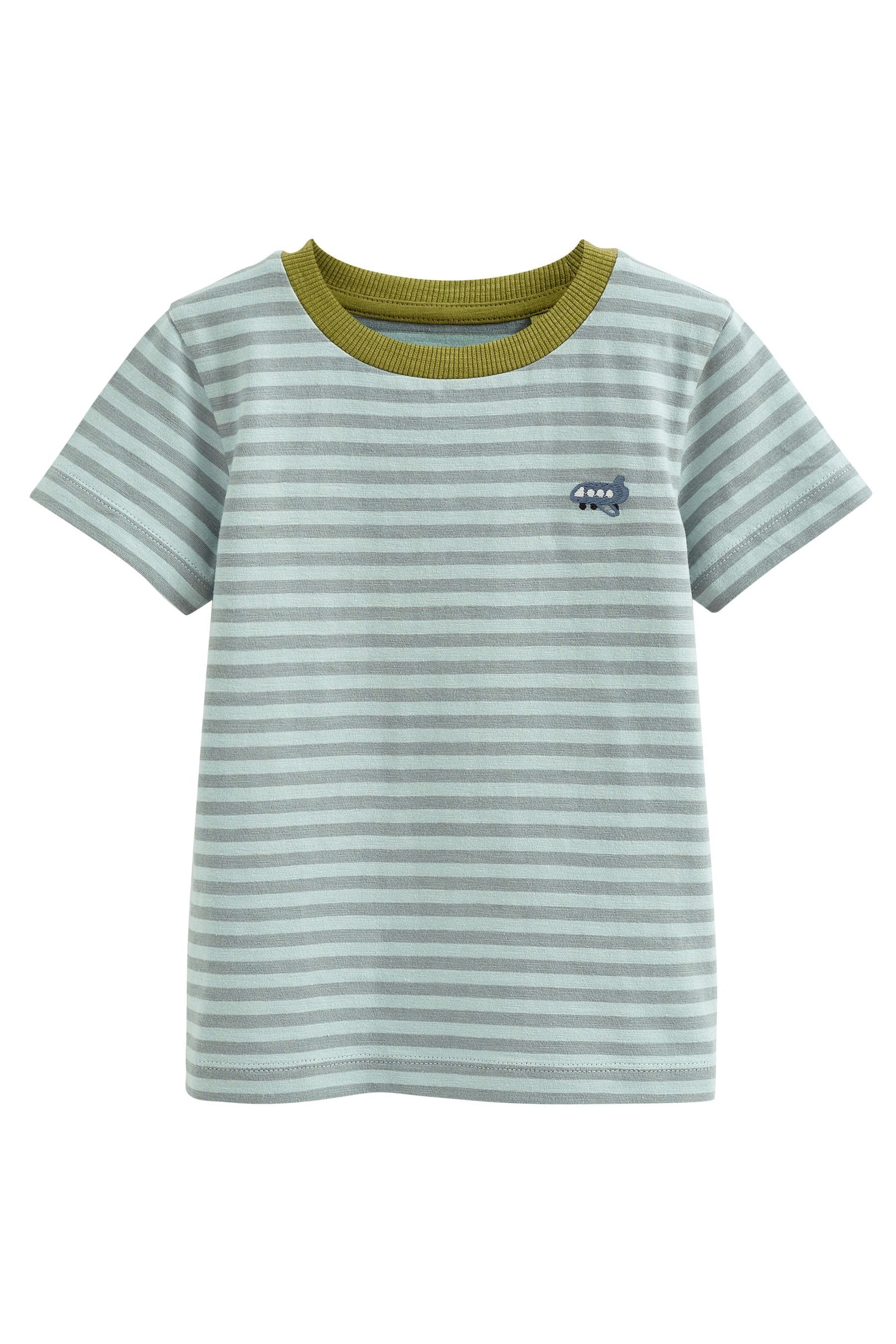 T-Shirt 5er-Pack Stripe Next T-Shirts, (5-tlg) Kurzärmelige Green/Blue