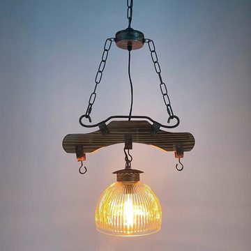 TIBU Pendelleuchte Holz Lampe Esszimmer Vintage Retro Industriell Höhenverstellbar, ohne Leuchtmittel, Leuchtmittel wechselbar, höhenverstellbar