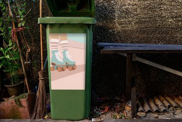 MuchoWow Wandsticker Sommer - Rollerblades - Pastell (1 St), Mülleimer-aufkleber, Mülltonne, Sticker, Container, Abfalbehälter