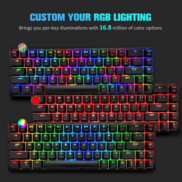 LexonElec RGB-LED-Hintergrundbeleuchtung Tastatur- und Maus-Set, 68 Tasten, kabelgebunden, leichte optische Wabenmaus + großes Mauspad