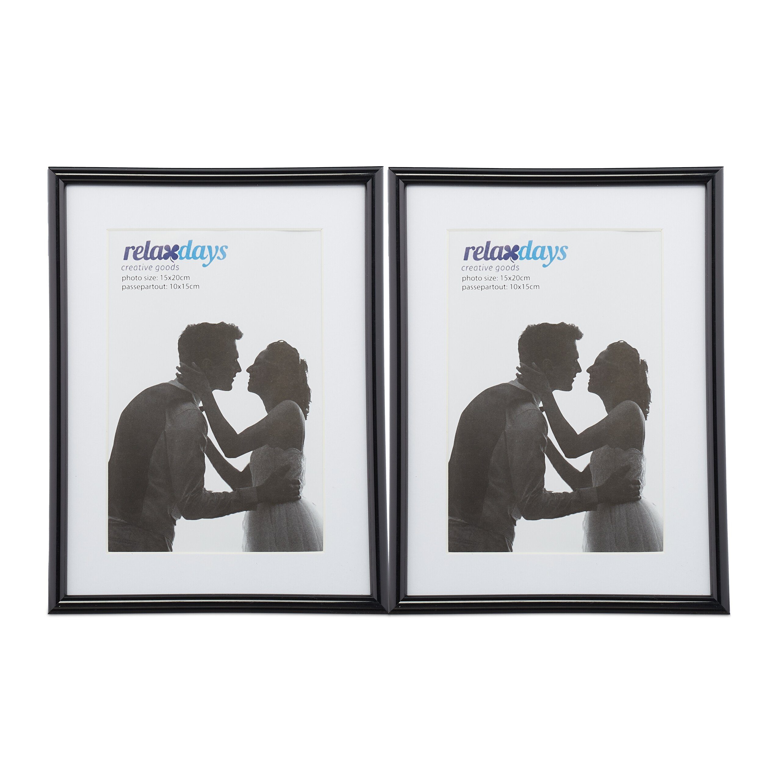 relaxdays Bilderrahmen Bilderrahmen 2er Set 15 x 20 cm, Schwarz