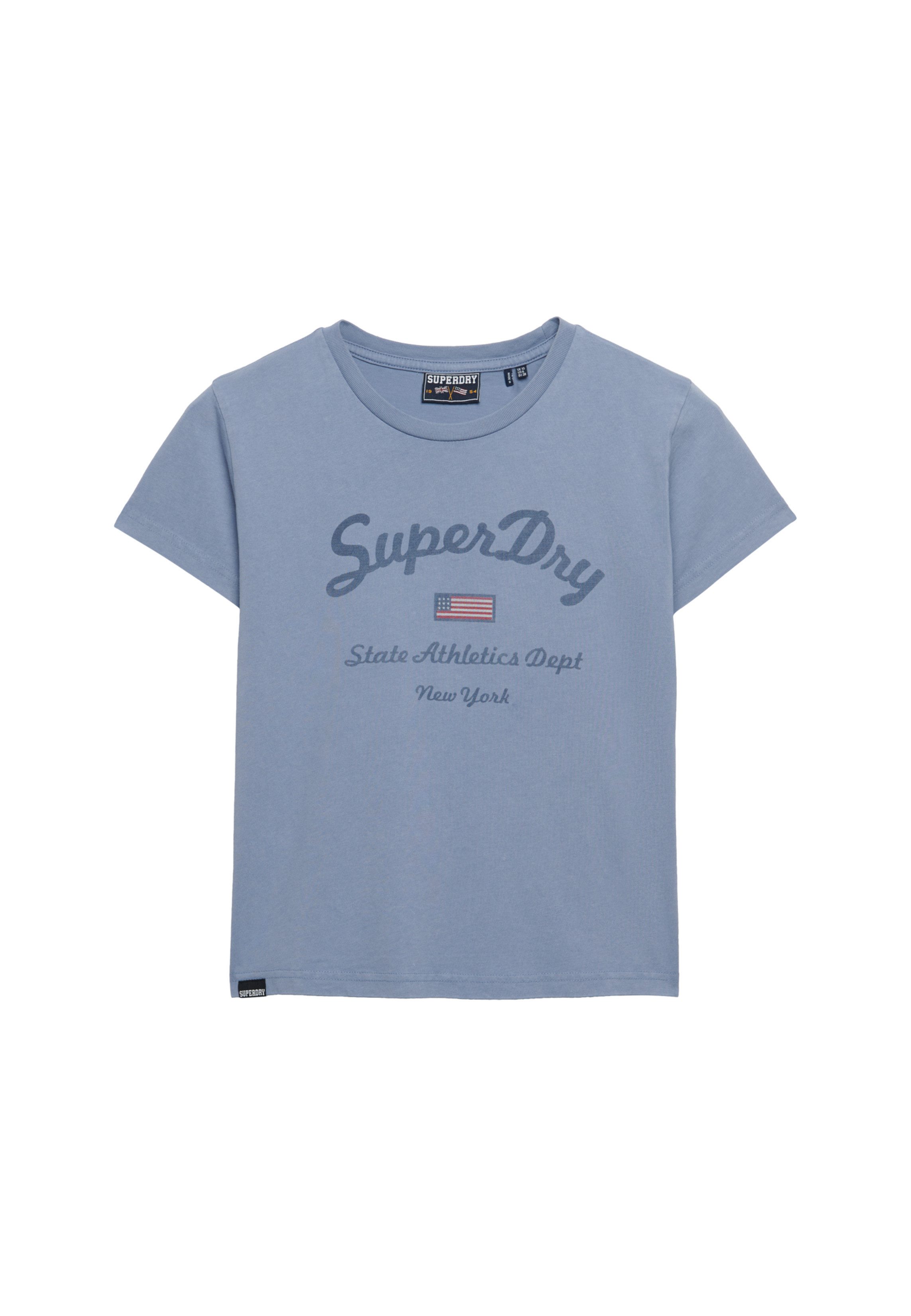 Superdry Print-Shirt ATH ESS FITTED GRAPHIC TEE aus Baumwolle und Single Jersey, Slim Fit, mit Rundhalsausschnitt