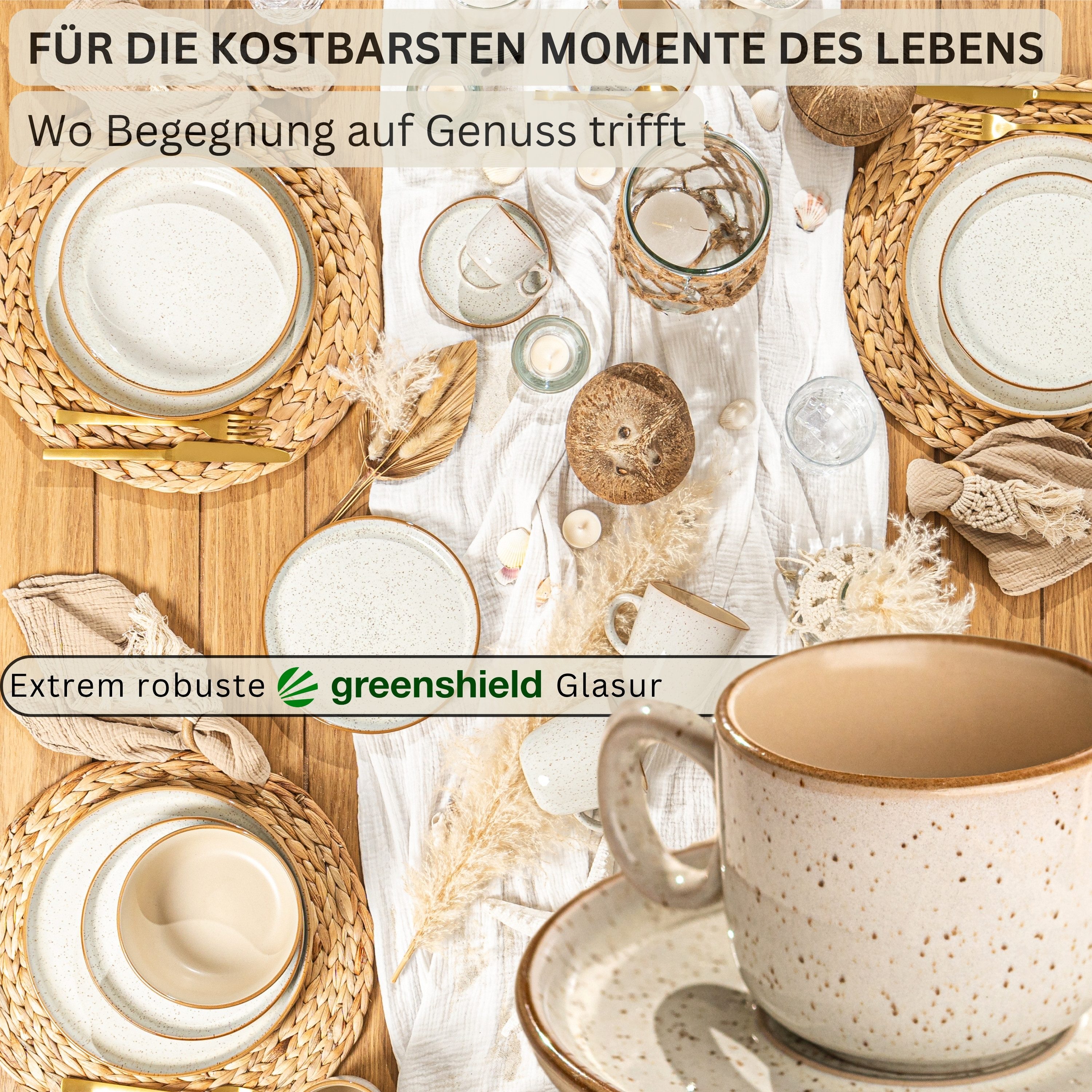 SÄNGER Espressotasse Set 12 tlg. Rio, 12-tlg., Steingut, Rio Creme, 80 ml, VALUE COLLECTION