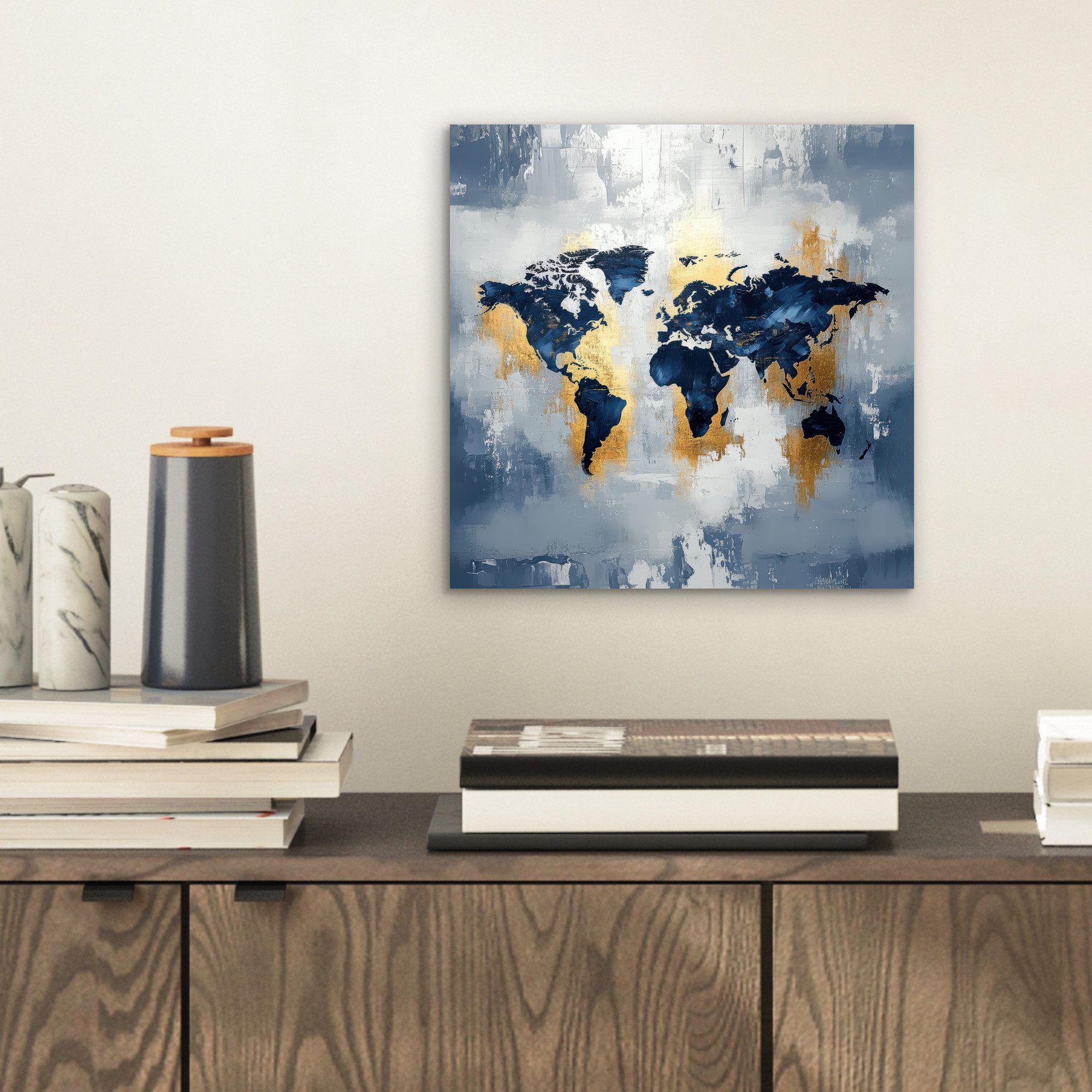 MuchoWow Metallbild Weltkarte - Blau - günstig online kaufen