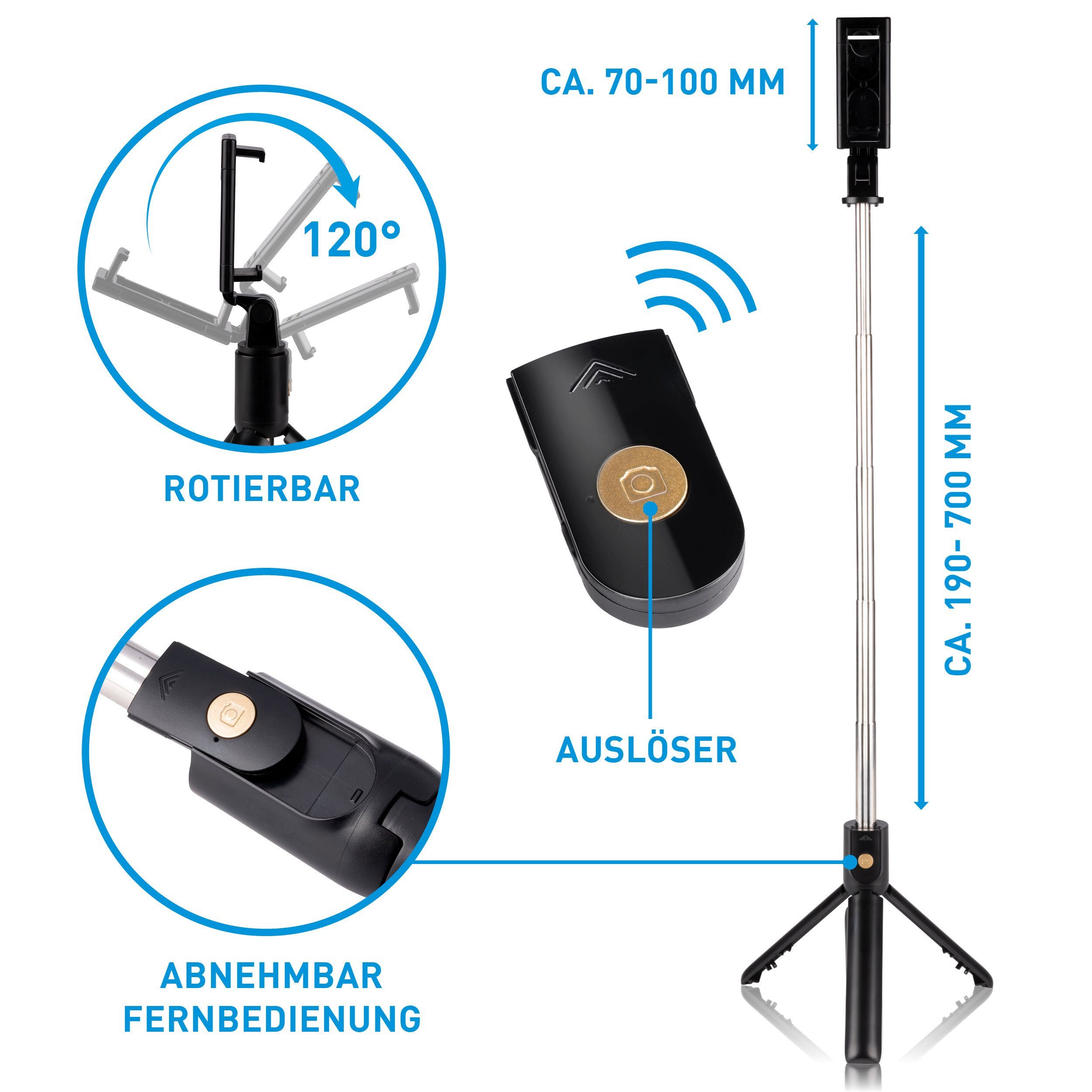 Grundig Selfie-Stick Grundig Selfie Stick & Stativ, 120°