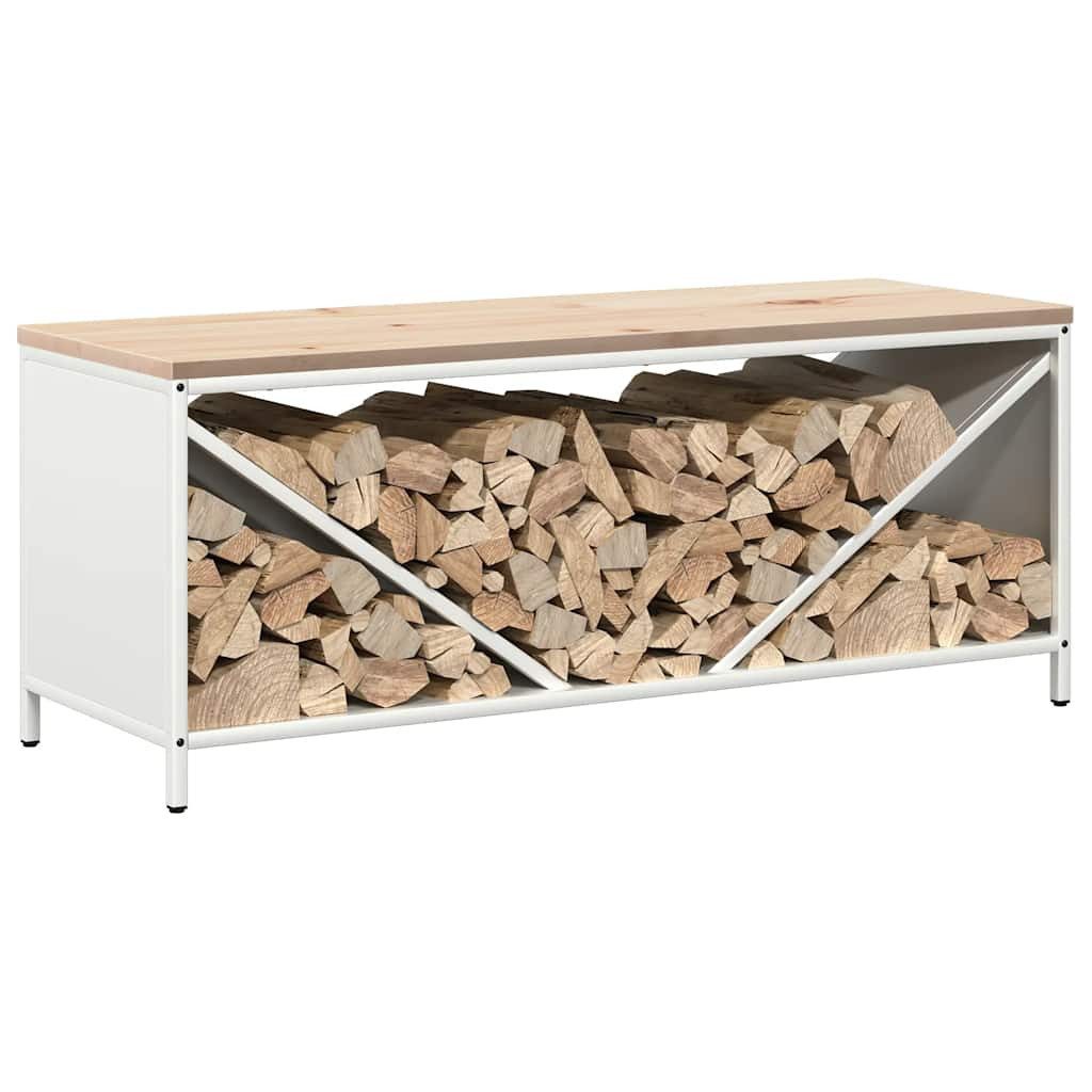 vidaXL Kaminholzregal Brennholzregal mit Holzplatte Weiß 100,5x35,5x40 cm, BxTxH:0x0x0 cm