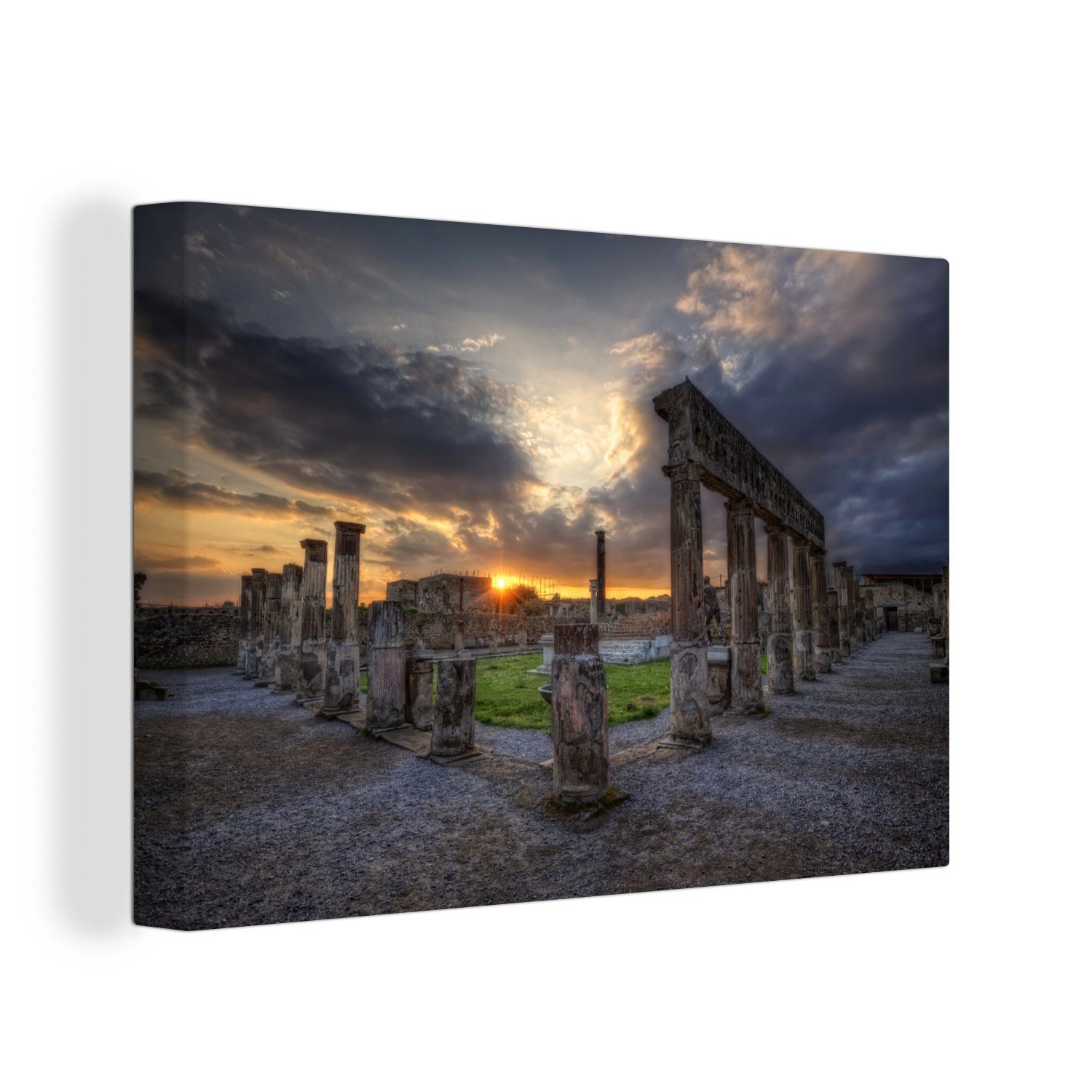 Aufhängefertig, Apollo-Tempel Sonnenuntergang Wanddeko, OneMillionCanvasses® Leinwandbild in Pompeji, cm (1 am Leinwandbilder, St), 30x20 Wandbild