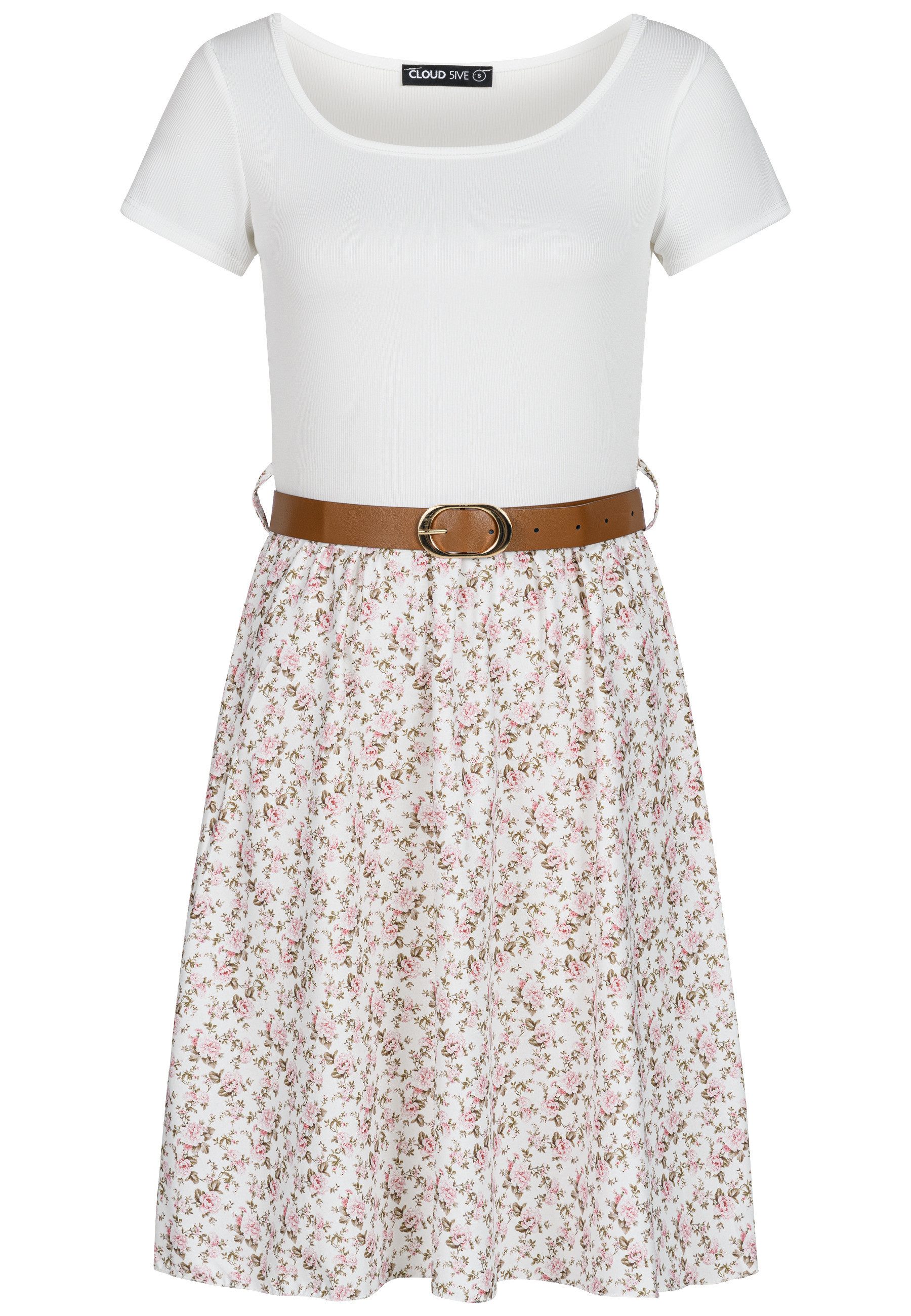 CLOUD 5IVE Shirtkleid CLOUD 5IVE 2-Tone Dress with Ditsy Print incl. a belt (1-tlg)
