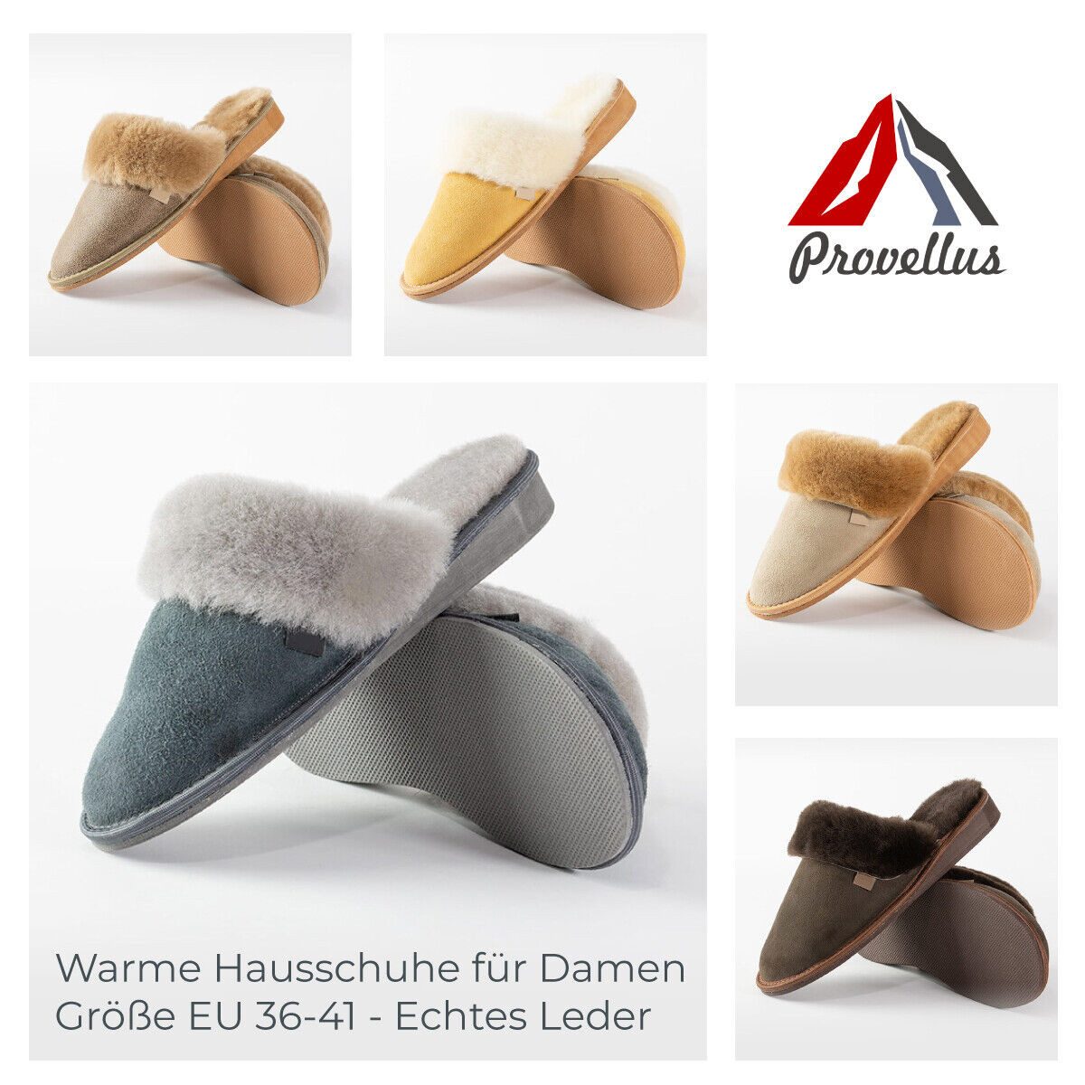 Hausschuhe Für Damen Pantoffeln Slipper Echt Merinoschaffell/Leder Hausschuh
