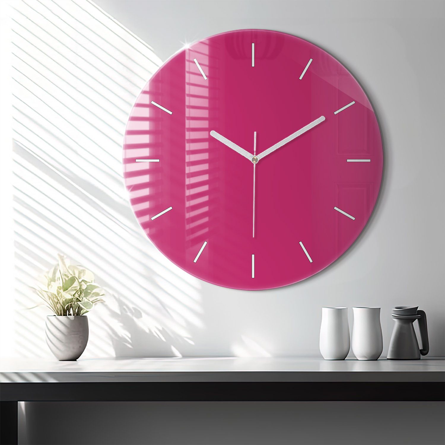 Tulup Wanduhr Glasrunde Uhr Moderne Glaswanduhr 60cm Uhr aus Gehärtetem Glas