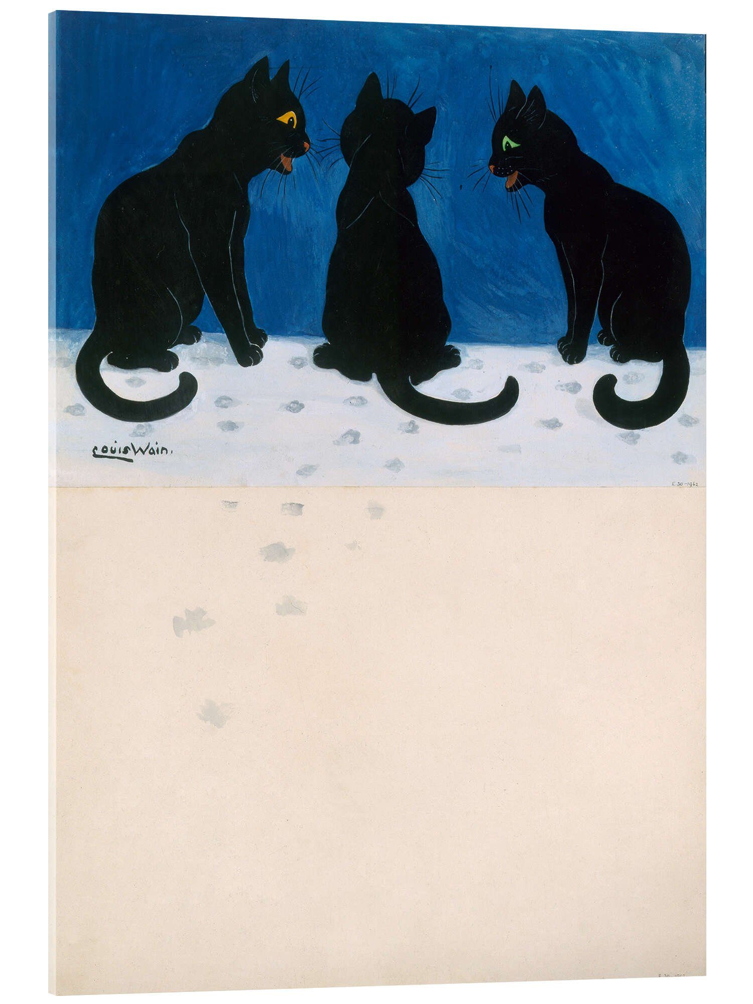 Posterlounge Wandbild Schwarze Katzen im Schnee, Louis Wain, erhältlich als Poster, Leinwandbild, Wandsticker oder Acrylglasbild