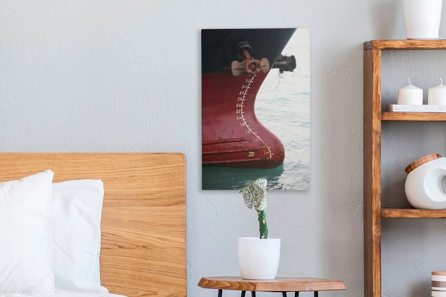 von Zackenaufhänger, einem Segelschiff, 20x30 Anker OneMillionCanvasses® Leinwandbild bespannt St), fertig Gemälde, Leinwandbild (1 cm inkl.