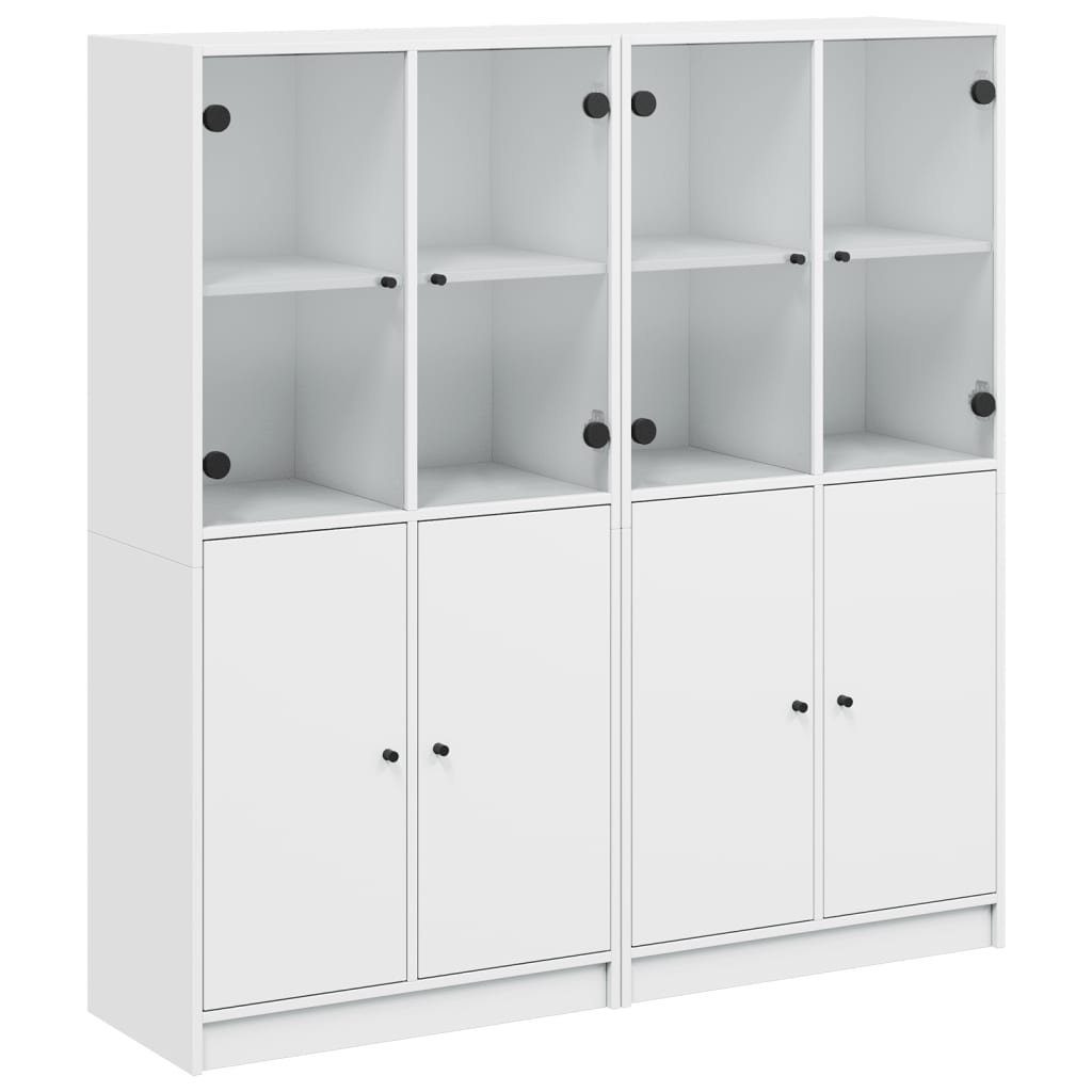 Bücherregal NA Bücherschrank mit Türen Weiß 136x37x142 cm Spanplatte