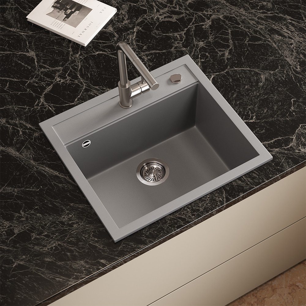 Bergstroem Granitspüle Paris, Grau, 57 x 51 cm, Rechteckig, 57/51 cm, (1 St)