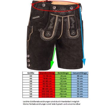 PAULGOS Trachtenhose Herren Lederhose Kurz mit Trägern 100% Echtleder - HK2