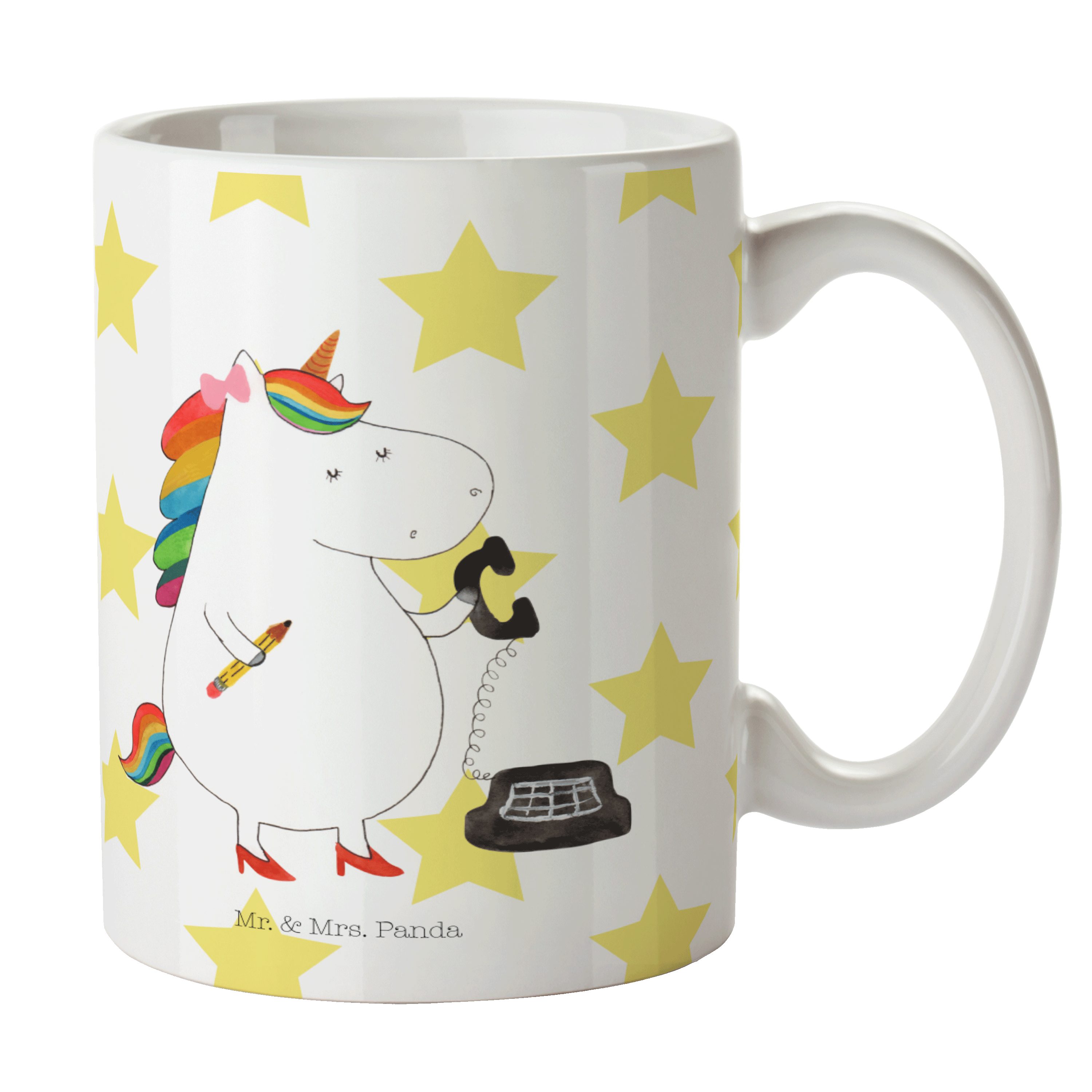 - Pegasus, Bürohilfe, Tasse Mrs. Panda Tasse, Geschenk, - Weiß Einhorn Büro Keramik Mr. & Sekretärin