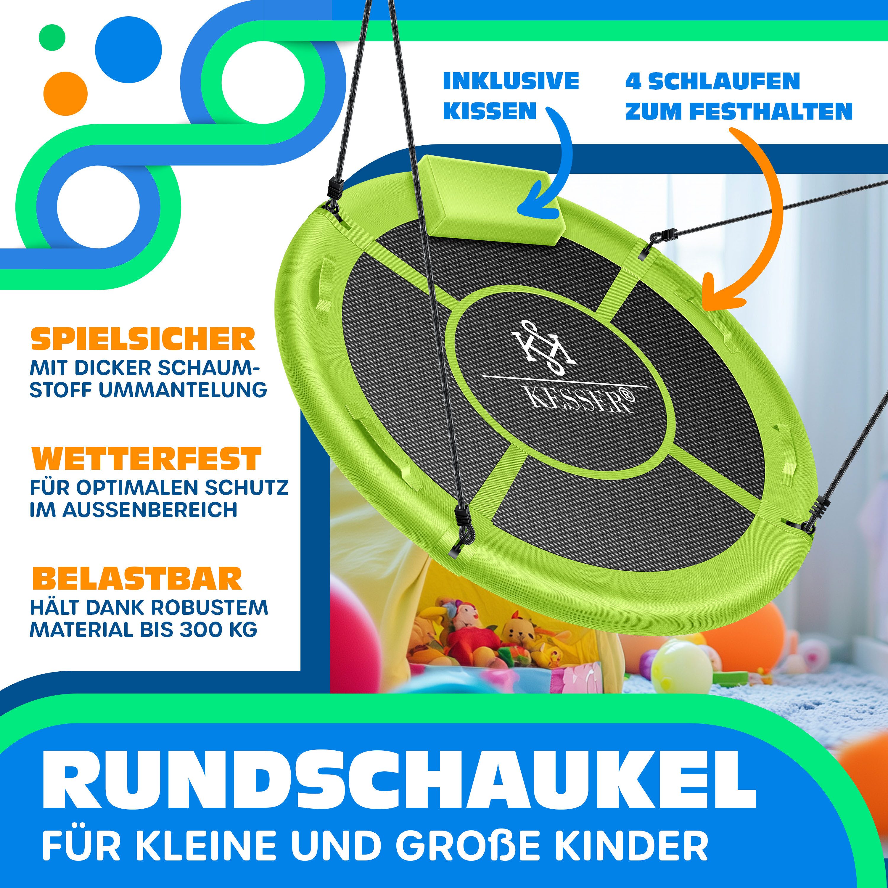 KESSER Nestschaukel, Nestschaukel Tellerschaukel Hängeschaukel Rundschaukel
