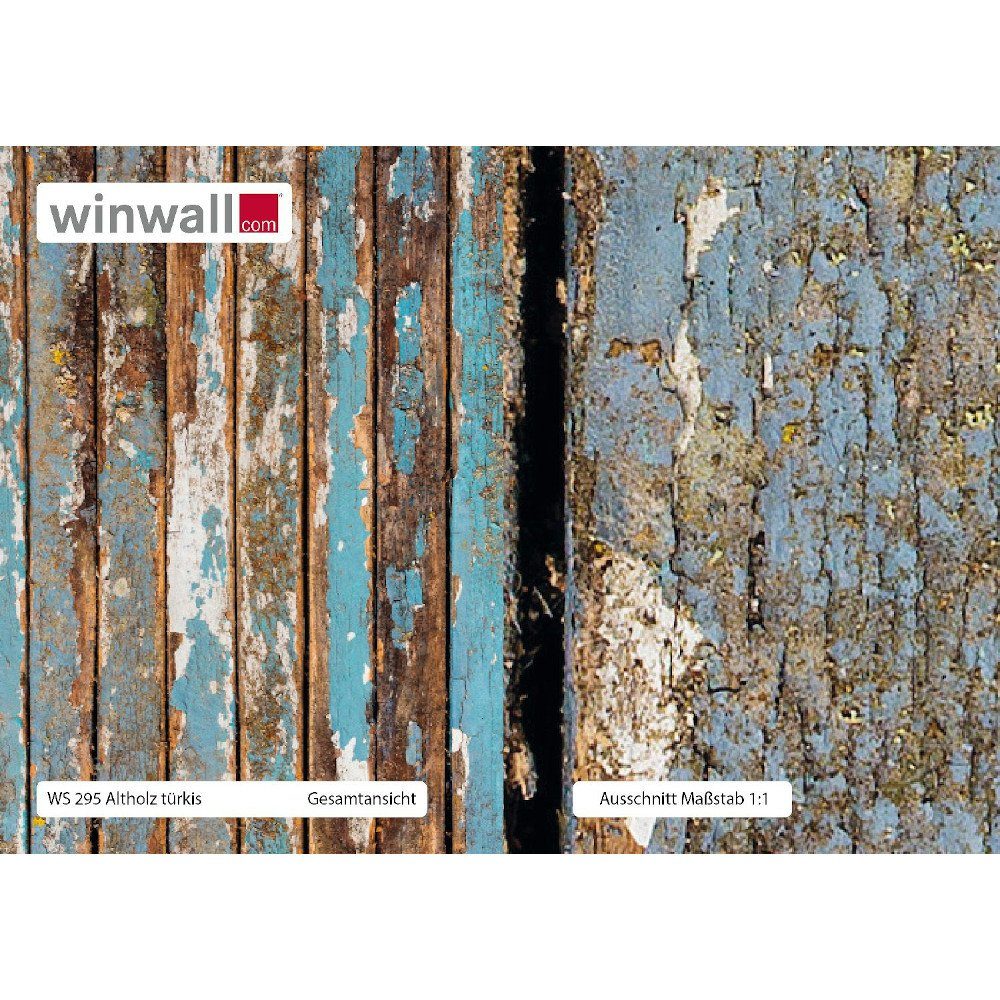 winwall Duschrückwand Duschrückwände ALU-Verbundplatte Dekor: Altholz Türkis, (1-tlg), Wandverkleidung aus Alu