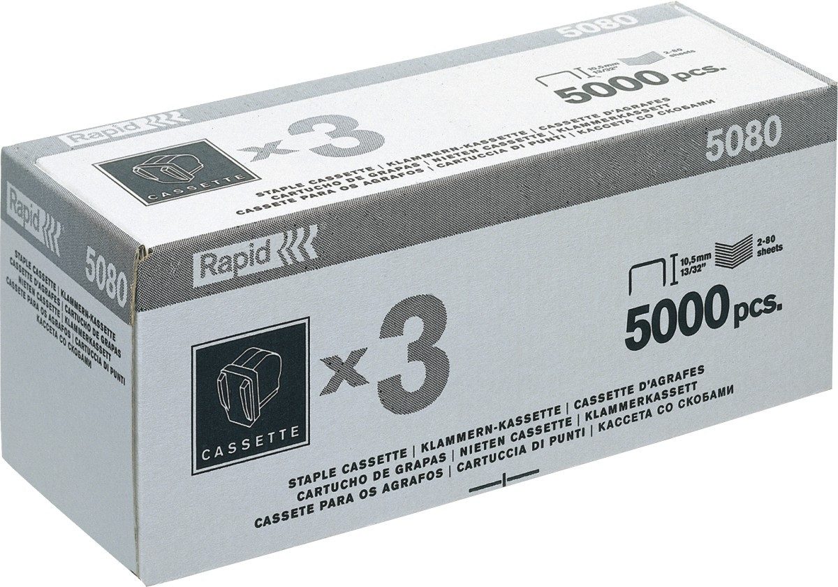 Rapid Heftklammer Heftklammerkassette für Elektrohefter Rapid 5080E VE=3x5000 Stück