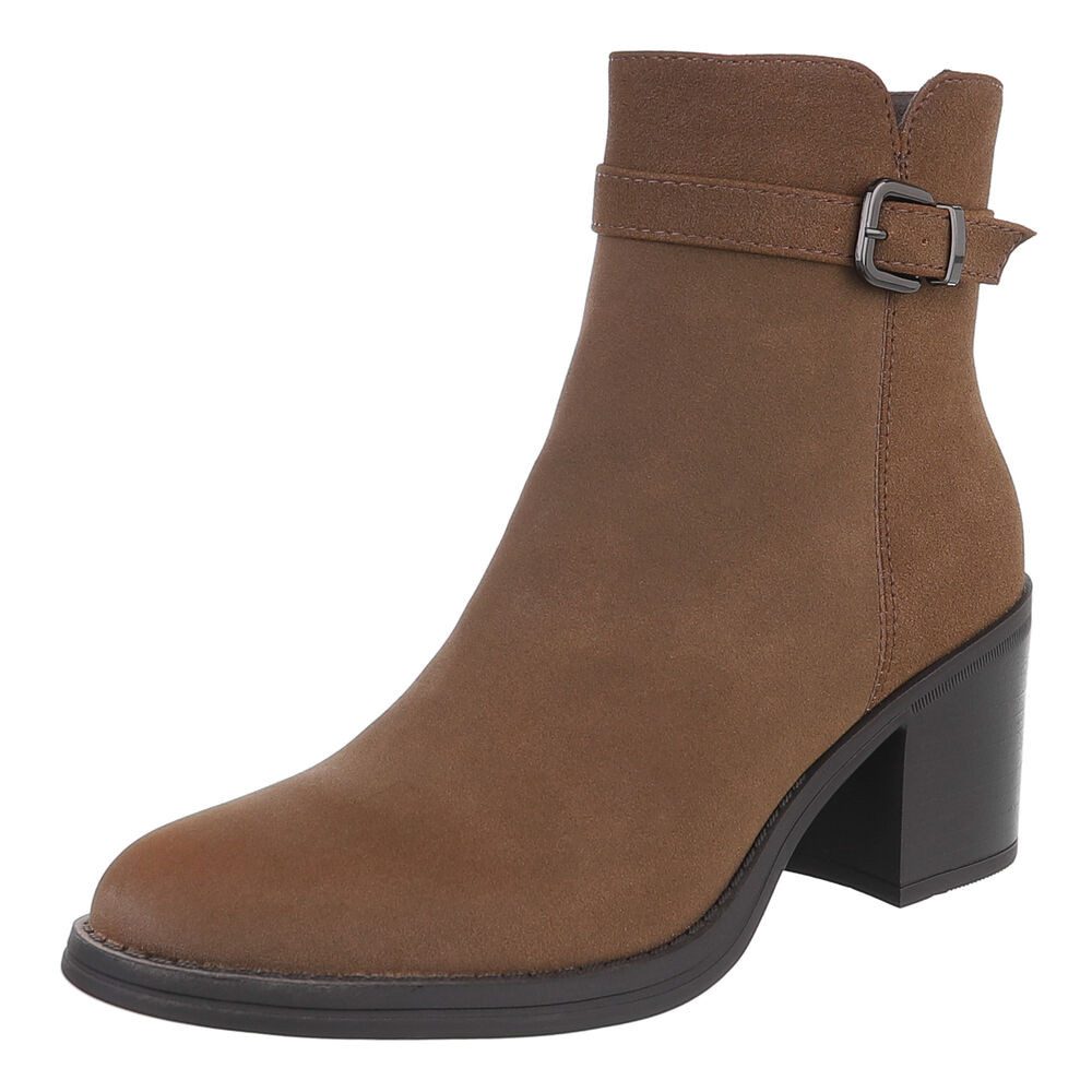 Ital-Design Eleganter Ankle Boot mit Schnalle für Alltag und Freizeit Stiefelette (90482791) Blockabsatz Полусапожки in Braun
