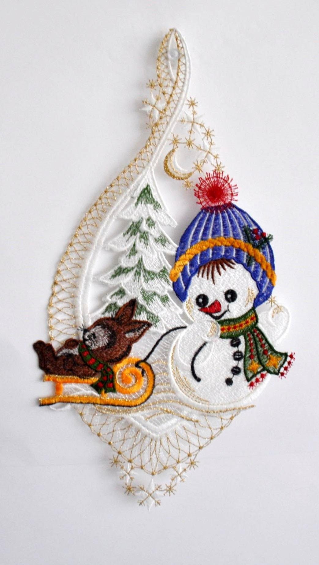 Fensterbild Schneekind mit Hase