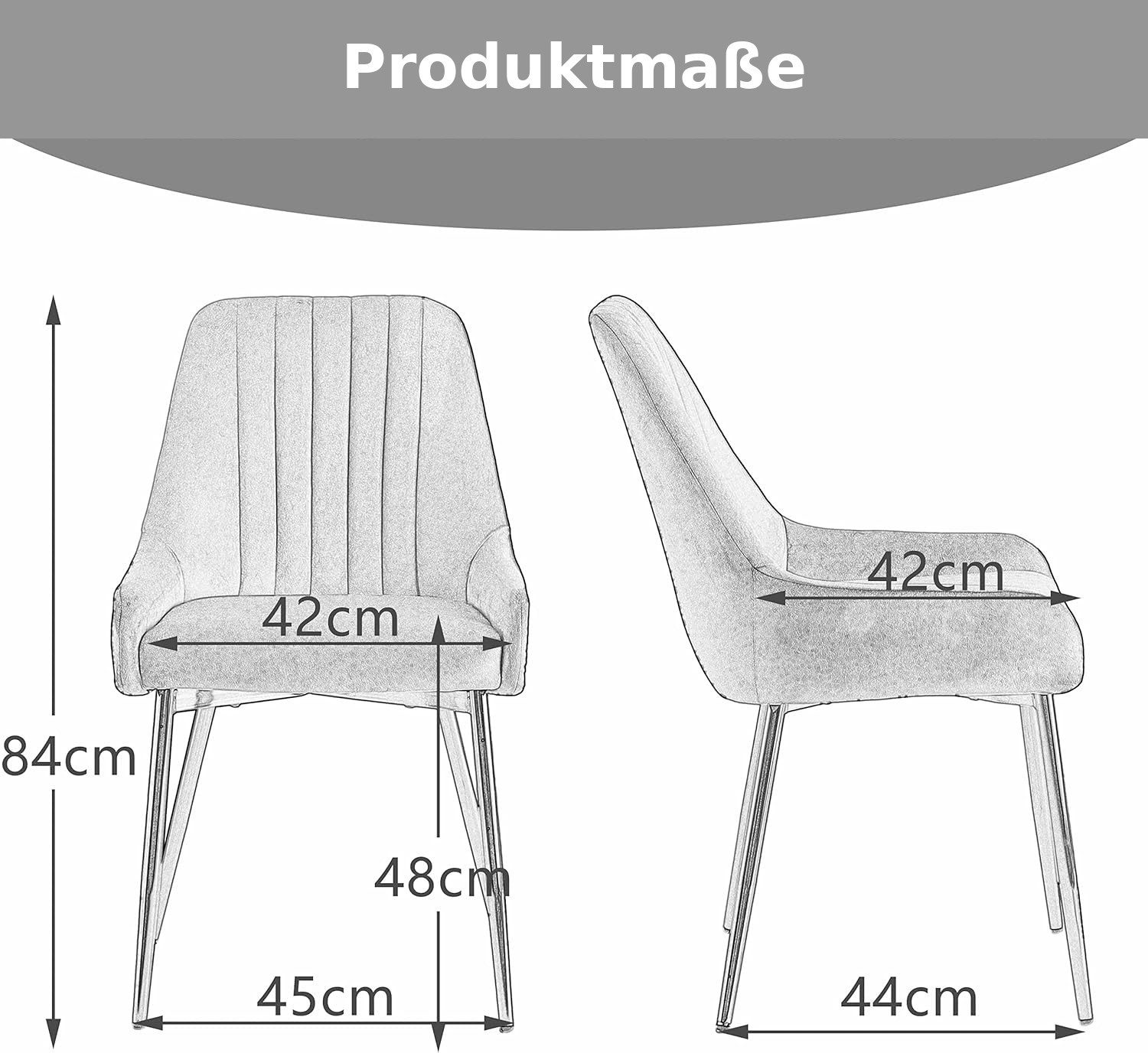 Fiximaster Esszimmerstuhl 2er Set, mit ergonomischer Rückenlehne & stabilen Metallbeinen (2 St), Samt Polsterstuhl, Wohnzimmerstuhl & Küchenstuhl